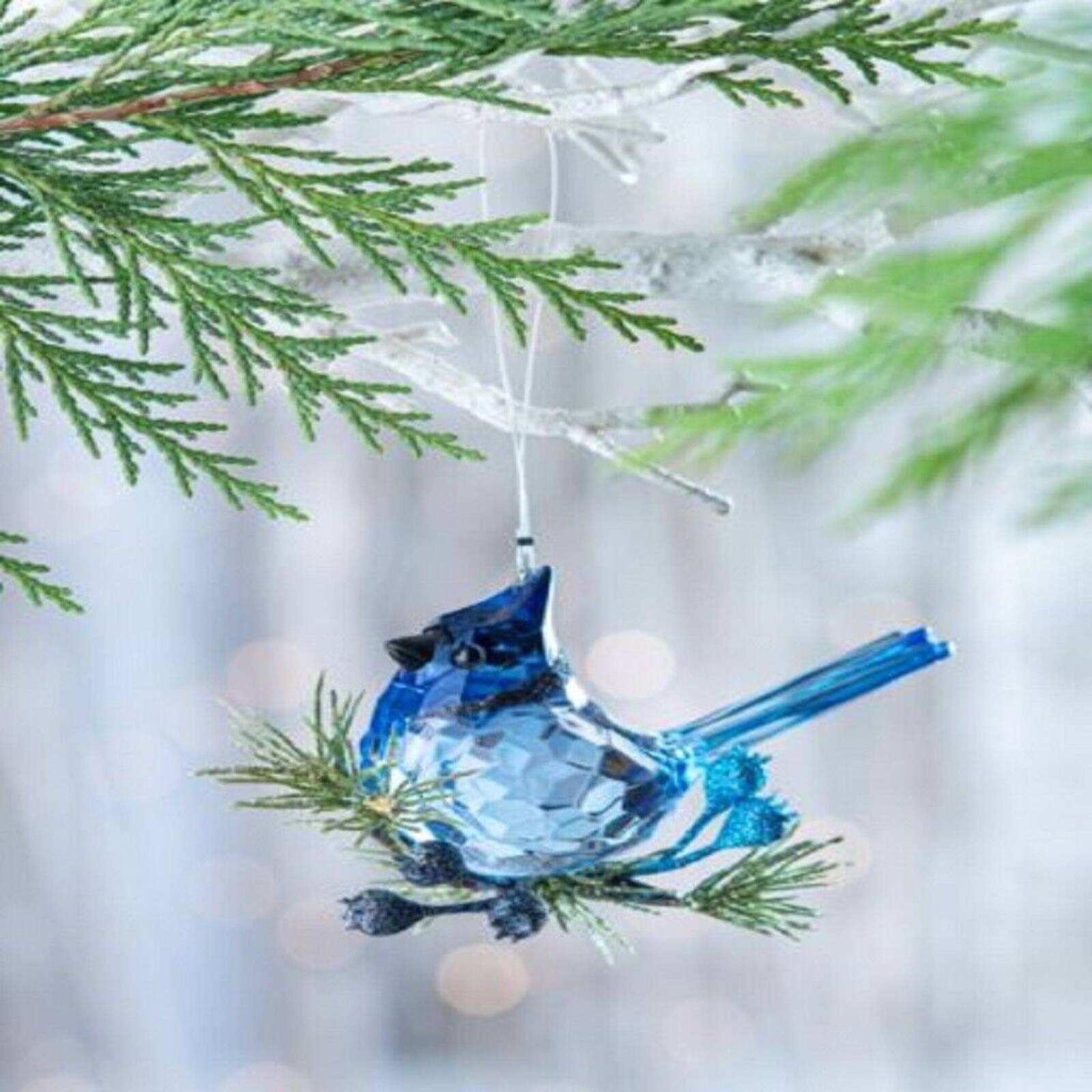 Angle. Ganz - Ganz Krystal Blue Jay Bird Acrylic Christmas Tree Ornament 3.6 Inch - Blue.