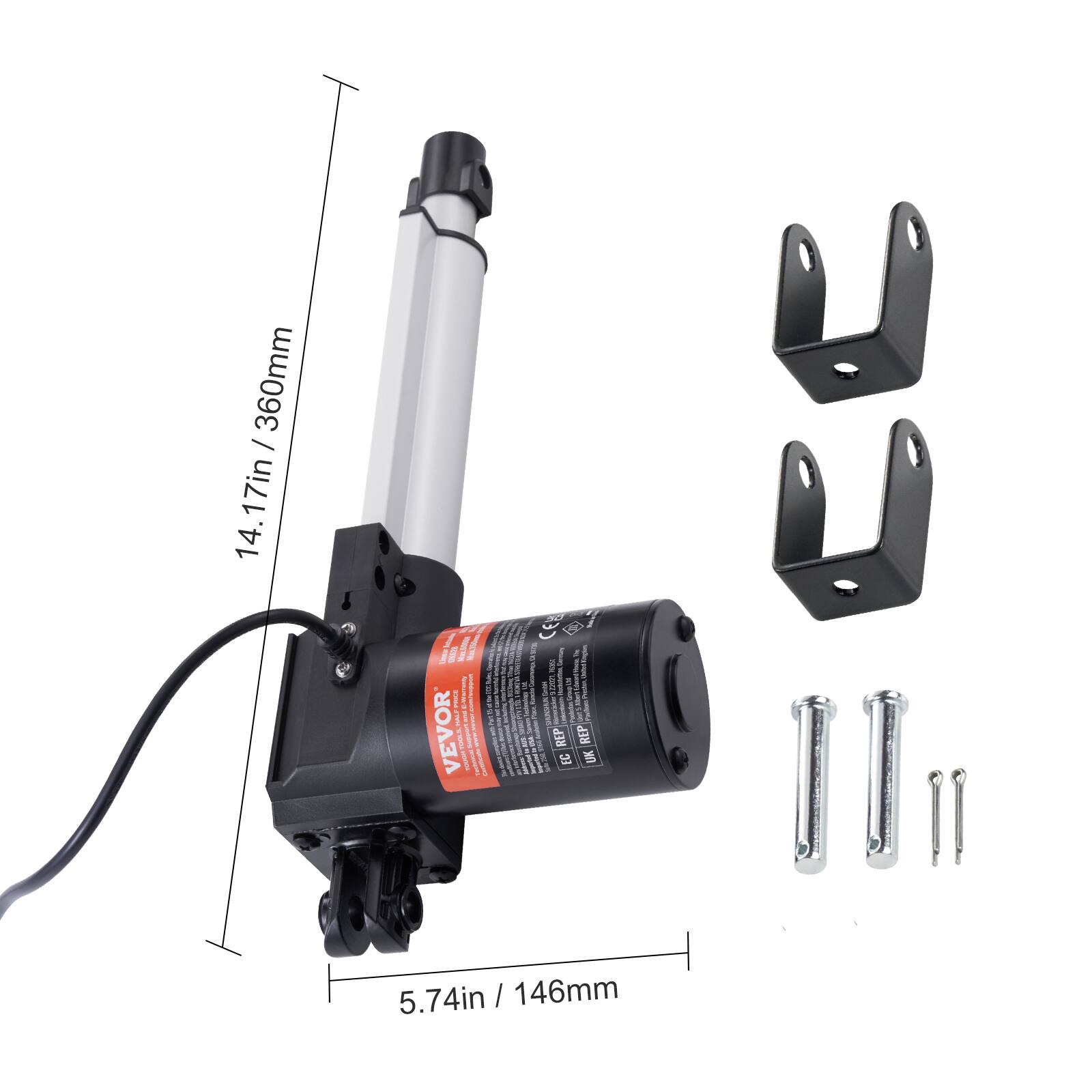 360mm / 14.17in  
5.74in / 146mm