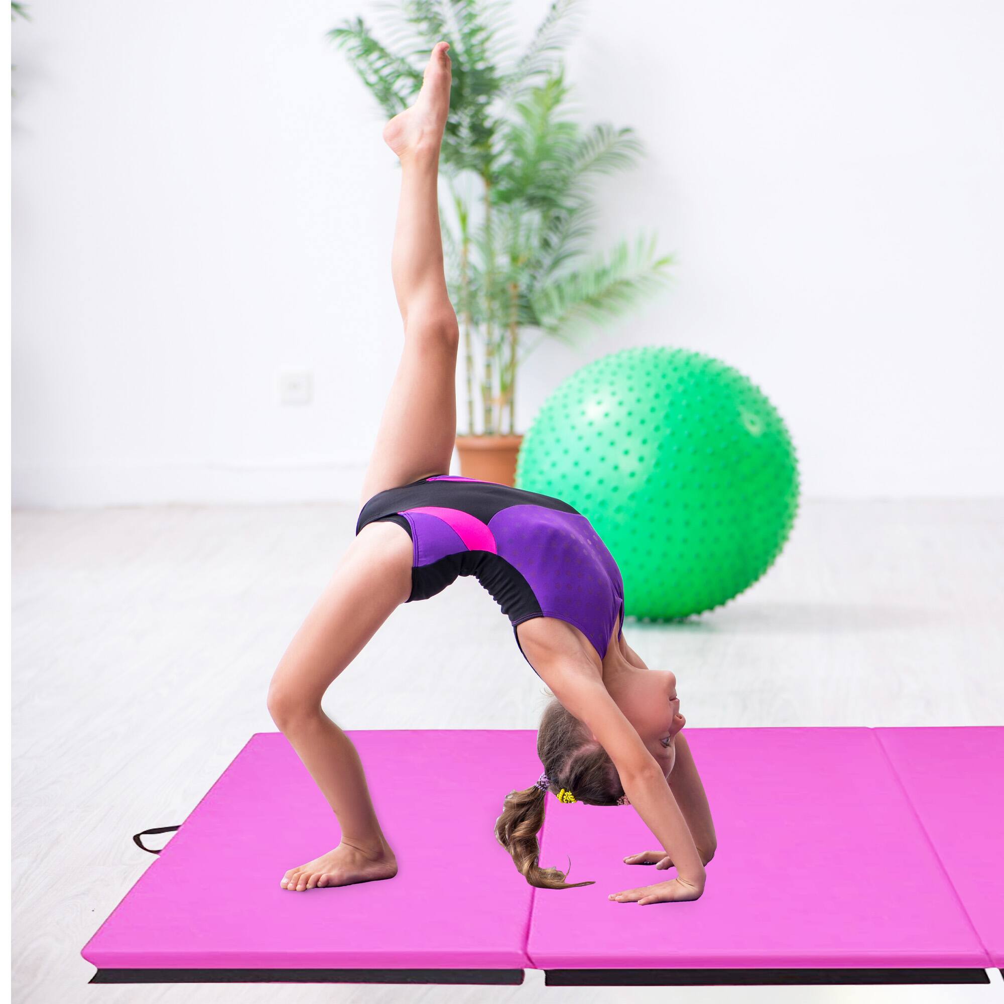 Alt View 5. BalanceFrom Fitness - BalanceFrom Fitness 120 x 48" All Purpose Folding Gymnastics Exercise Mat, Pink - Pink.