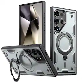 Reiko - 360 Degree Rotating Magnetic Versatile Stand Compatible With Samsung Galaxy S25 Plus - Gray