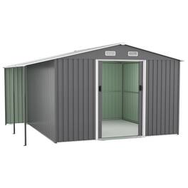 Mondawe - 10x12 Ft Outdoor Storage Shed with Dual-Zone Design for Tools and Firewood and Window - Dark Gray
