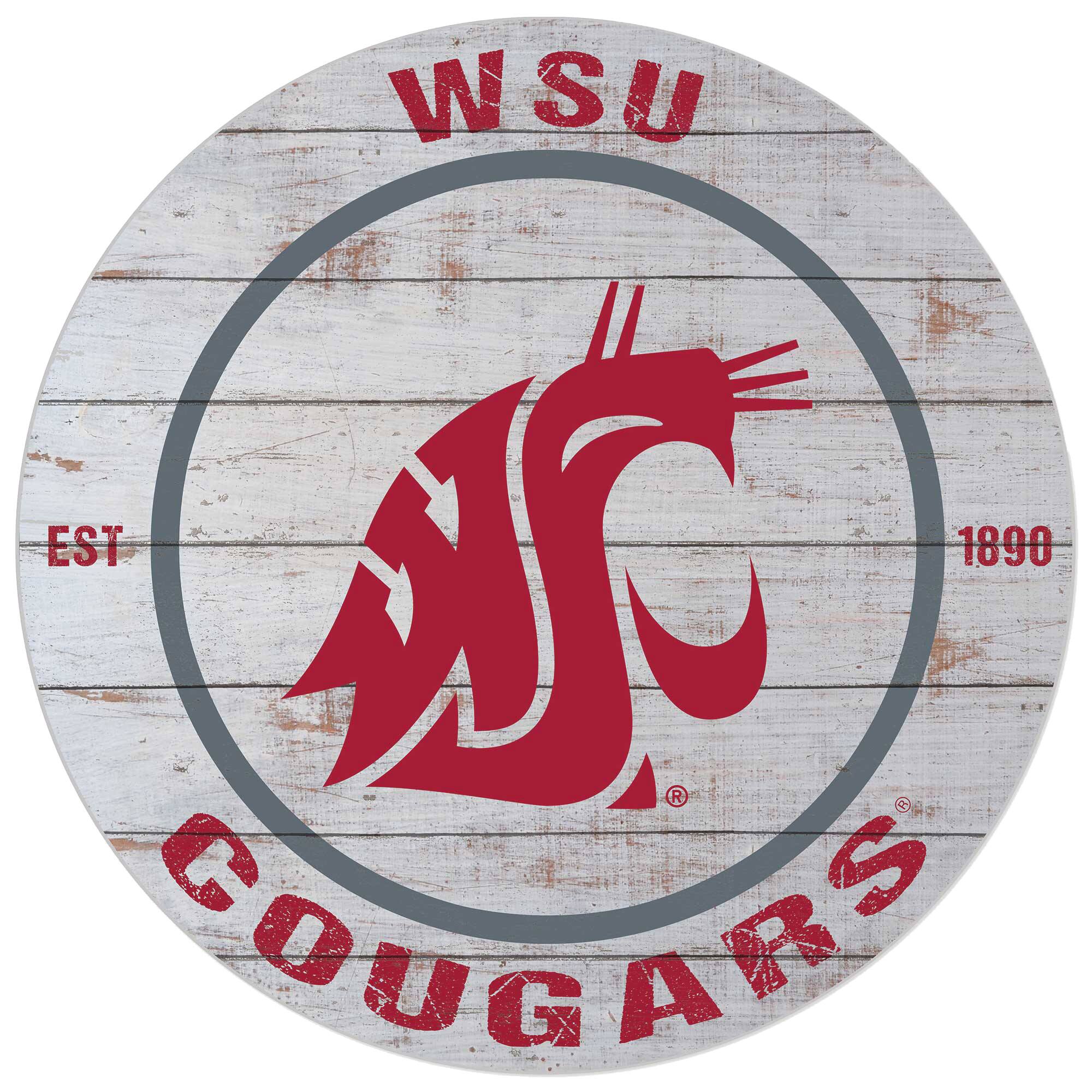 Washington State Cougars 20'' x 20'' Indoor/Outdoor Weathered Circle Sign