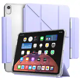 Vena - For Apple iPad A16 Case Clear, iPad 10th Generation Case, iPad 11 Case, Detachable Y-Fold Stand+ Pencil Holder - Lavender