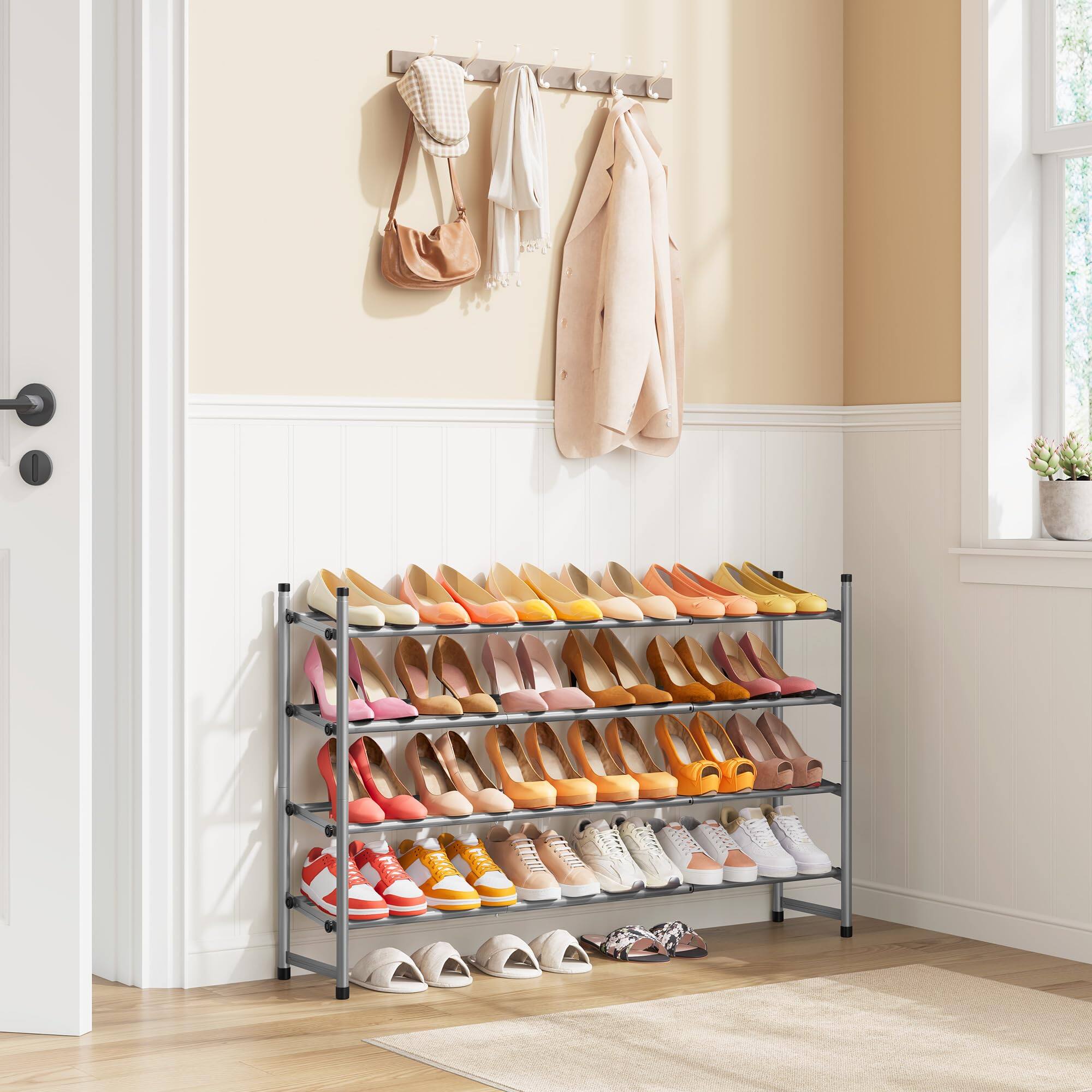 Left. Reds Spade - Tajsoon Expandable Shoe Rack Closet 4 Tier 29 41 Adjustable Stackable Shoe Shelf Storage Shoe - White 4 Tier.