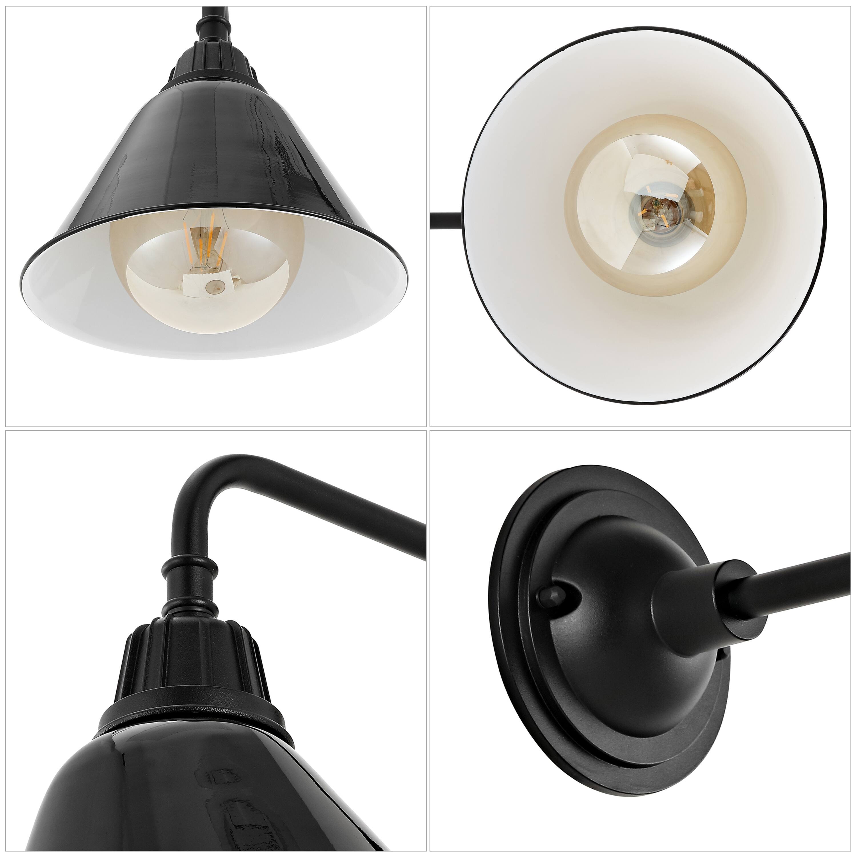 Alt View 4. Jonathan Y - Croydon 9.63" 1-Light Farmhouse Industrial Indoor/Outdoor Iron LED Gooseneck Arm Outdoor Sconce, Black - Black.