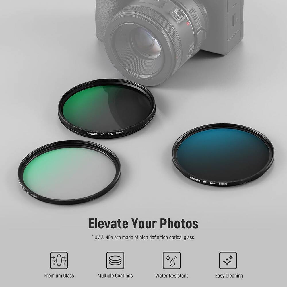 Elevate Your Photos

* UV & ND4 are made of high definition optical glass.

- Premium Glass
- Multiple Coatings
- Water Resistant
- Easy Cleaning