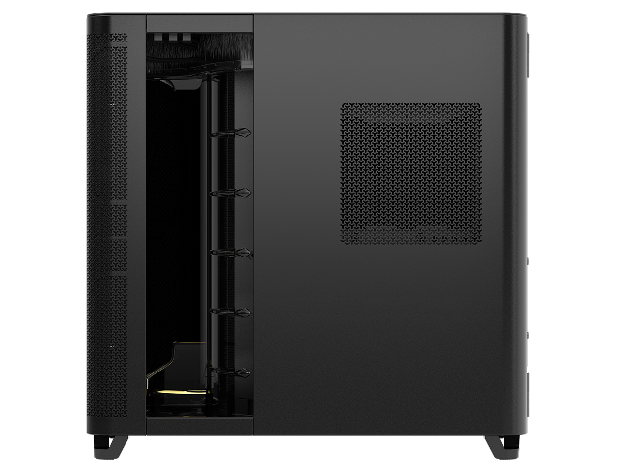 Alt View 4. CORSAIR - Corsair AIR 5400 RS-R ARGB Triple Chamber Mid-Tower Case - Black, 3x RS-R 120mm Fans, BTF Design - Black.