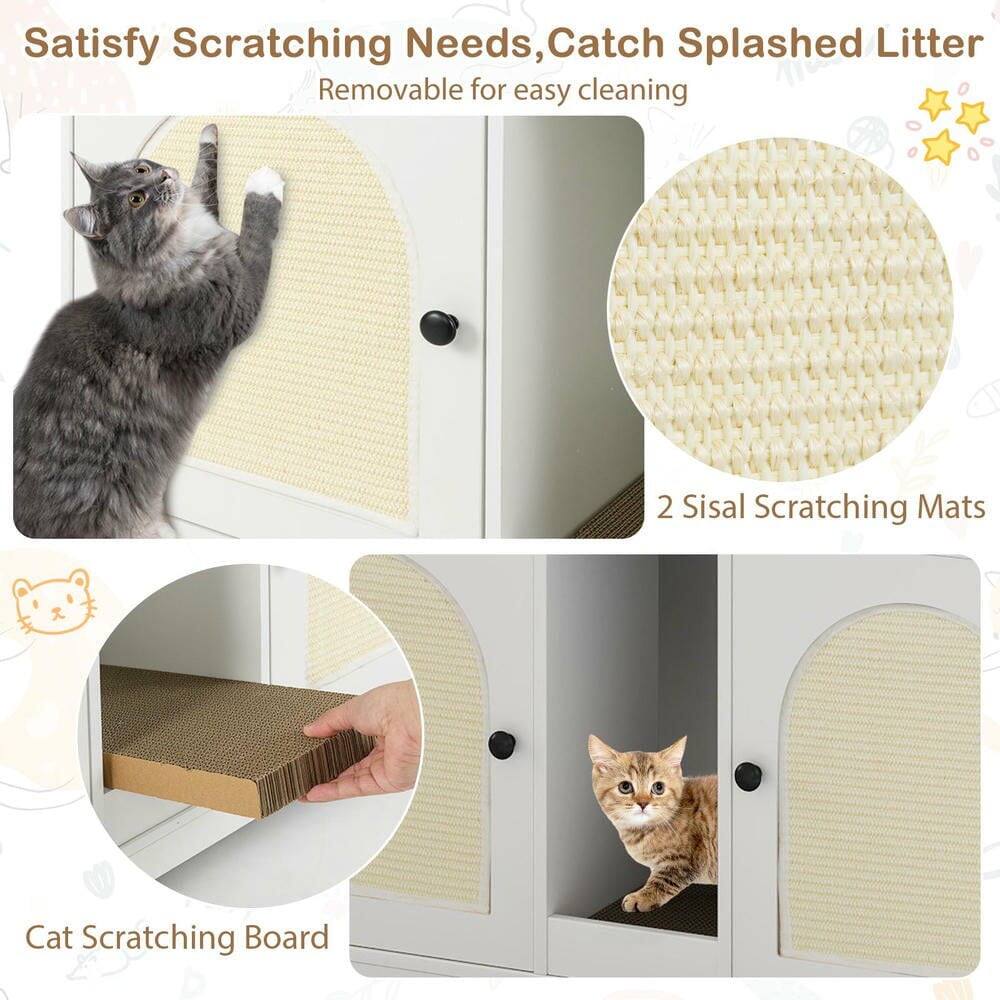 Satisfy Scratching Needs, Catch Splashed Litter  
Removable for easy cleaning  

2 Sisal Scratching Mats  

Cat Scratching Board