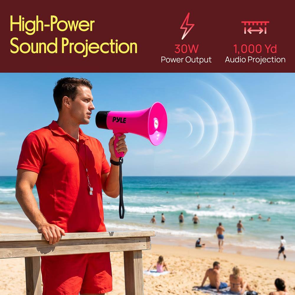 High-Power Sound Projection  
30W Power Output  
1,000 Yd Audio Projection  
PYLE