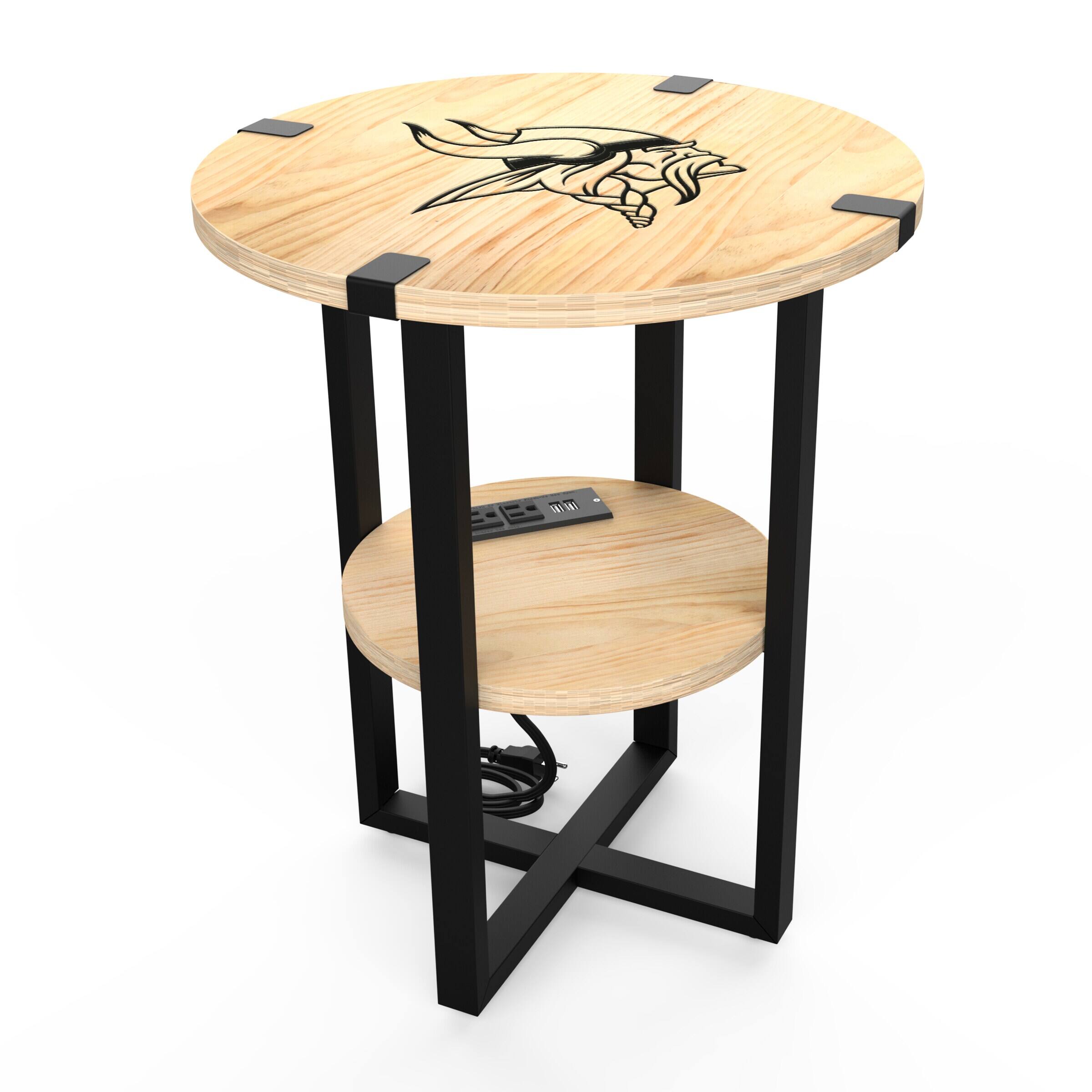 Front. Imperial - Minnesota Vikings 18" Side Table with Charger - Multicolor.