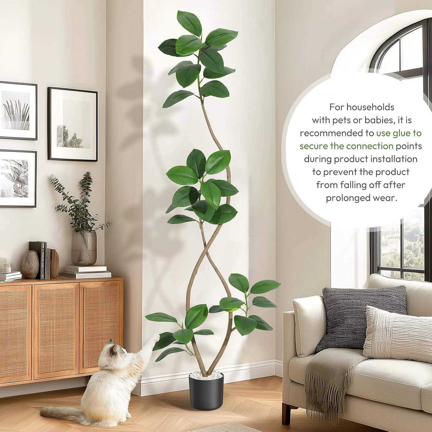 For households with pets or babies, it is recommended to use glue to secure the connection points during product installation to prevent the product from falling off after prolonged wear.