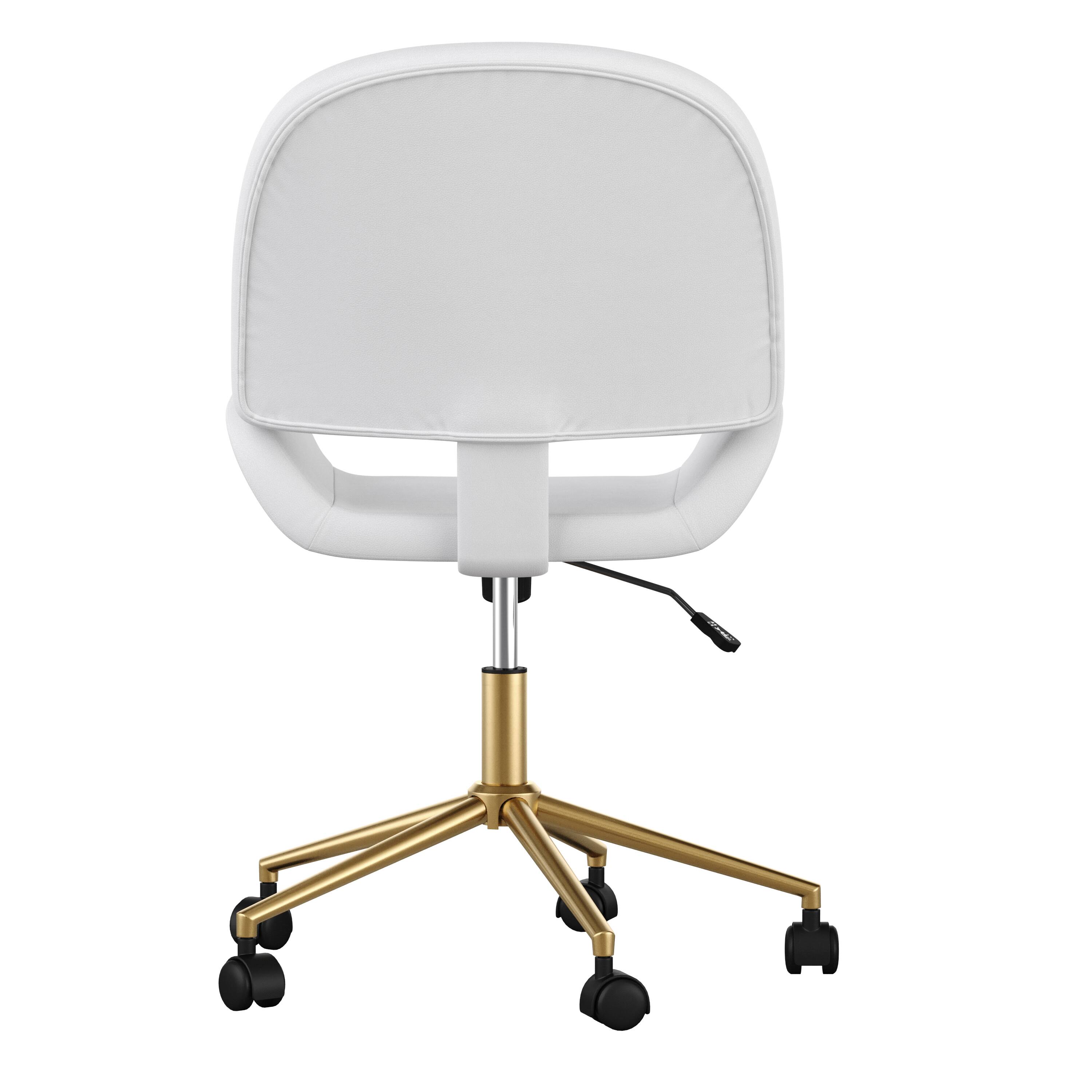 Alt View 19. Martha Stewart - Tyla Faux Leather Office Chair - White Faux Leather/Polished Brass.