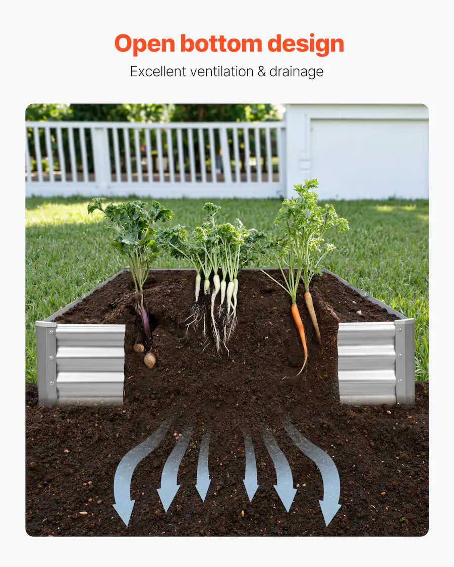 Bed Back Box Design VEVOR Metal Raised Garden Bed, 12 x 4 x 1 ft Outdoor Galvalume Planter ...