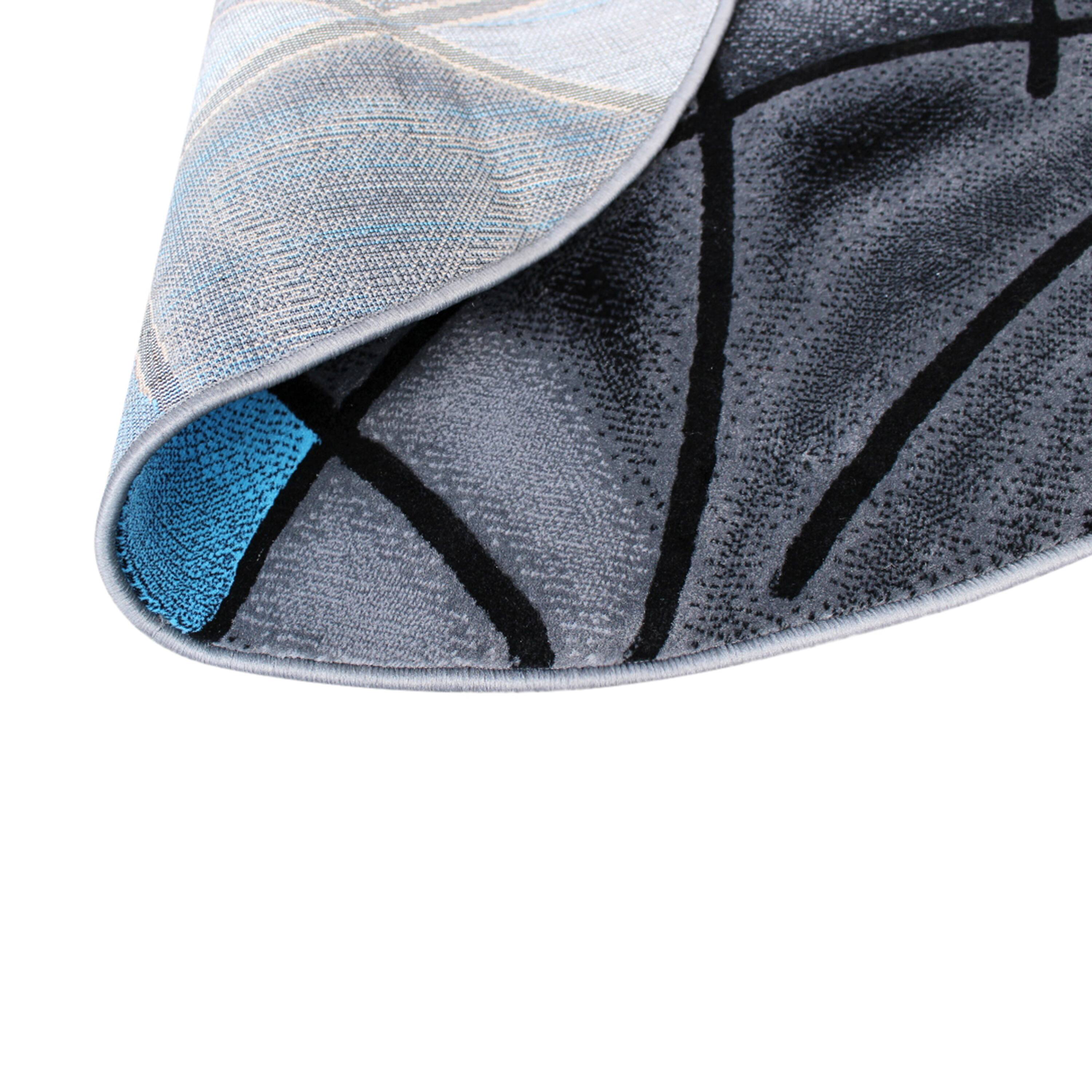 Alt View 5. Emma + Oliver - Urbane Contemporary Abstract Geometric Olefin Accent Rug in Gradient Shades with Natural Jute Backing - Blue.