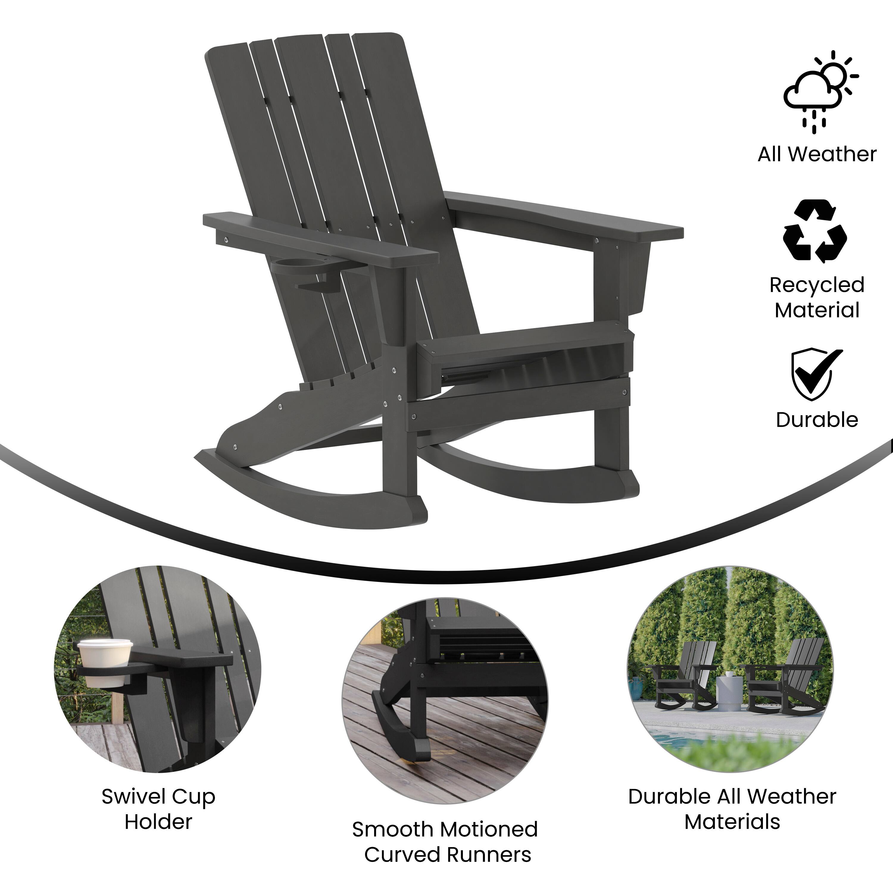 All Weather Recycled Material Durable Swivel Cup Holder Smooth Motioned Curved Runners Durable All Weather Materials
