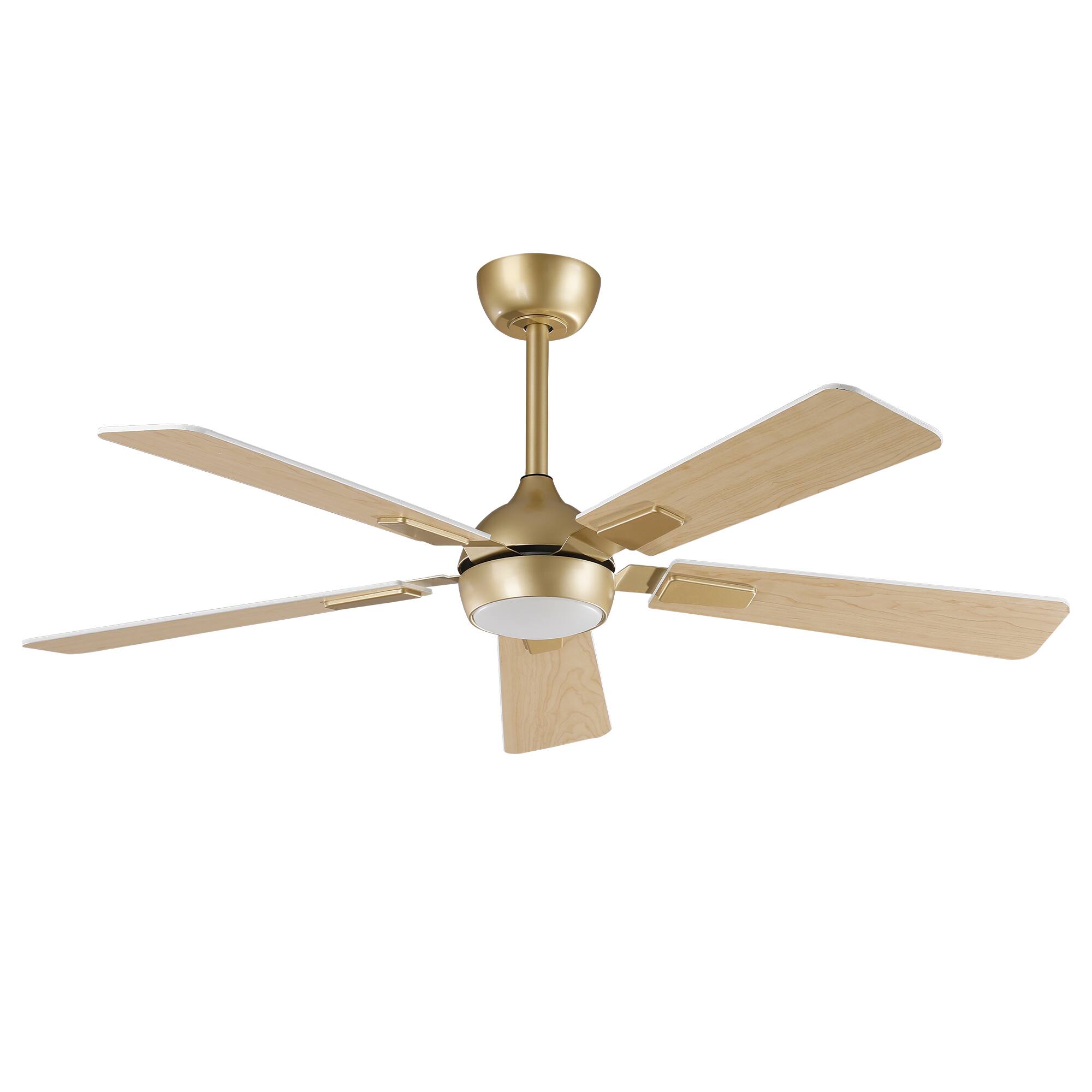 Alt View 5. Vaczon - Vaczon 52" Modern Smart Gold Ceiling Fan with LED Light and Remote, APP Control - Gold.