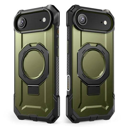 Left. SUPCASE - UB Grip Rugged MagSafe Case for iPhone 17 Air – Heavy-Duty Protection with Magnetic Charging Support - Dark Green.