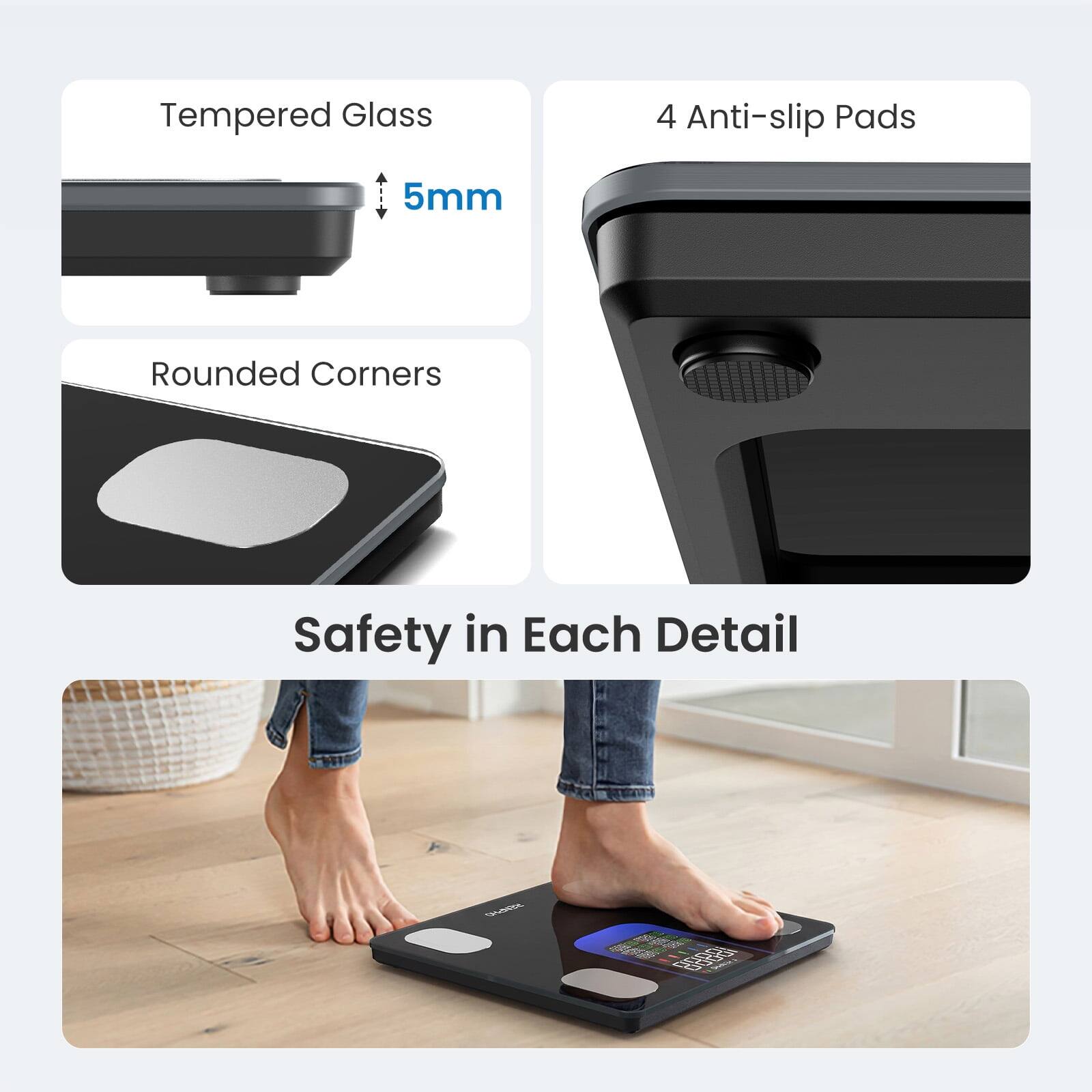 Tempered Glass 4 Anti-slip Pads 5mm Rounded Corners Safety in Each Detail