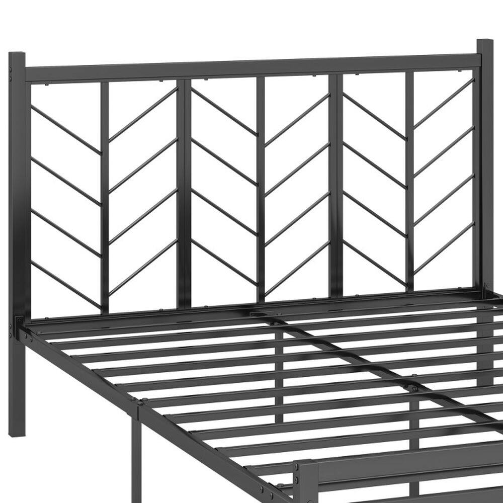 Alt View 4. Kadyn - Modern BedFrame Bed Queen Size Platform Bed with Headboard and Metal FrameQueen Size - Black.