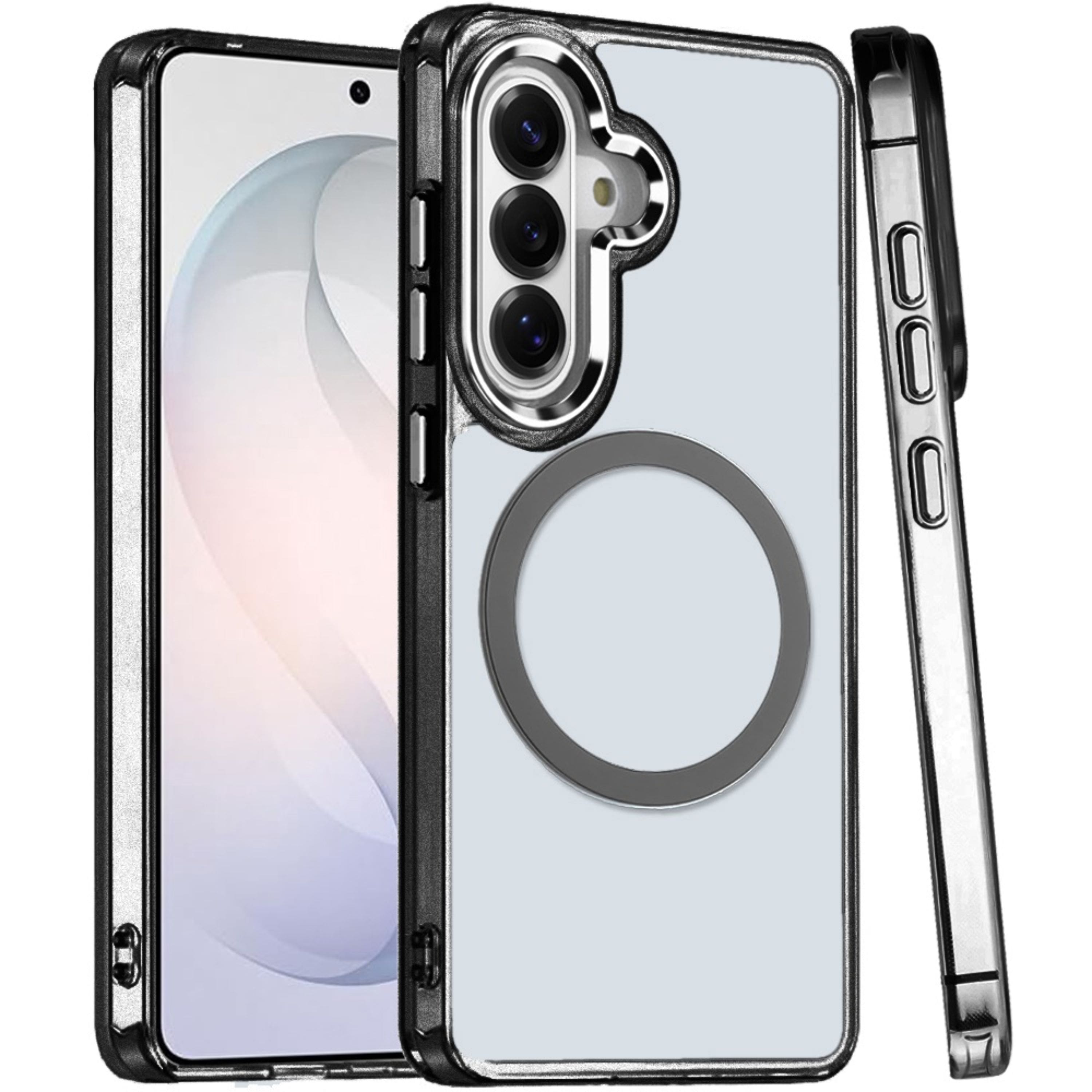Kitcheniva - Trans-Clear Metal Buttons Phone Cover Plus Tempered Glass For Samsung S26 FE - Black price history on PriceWatchPro