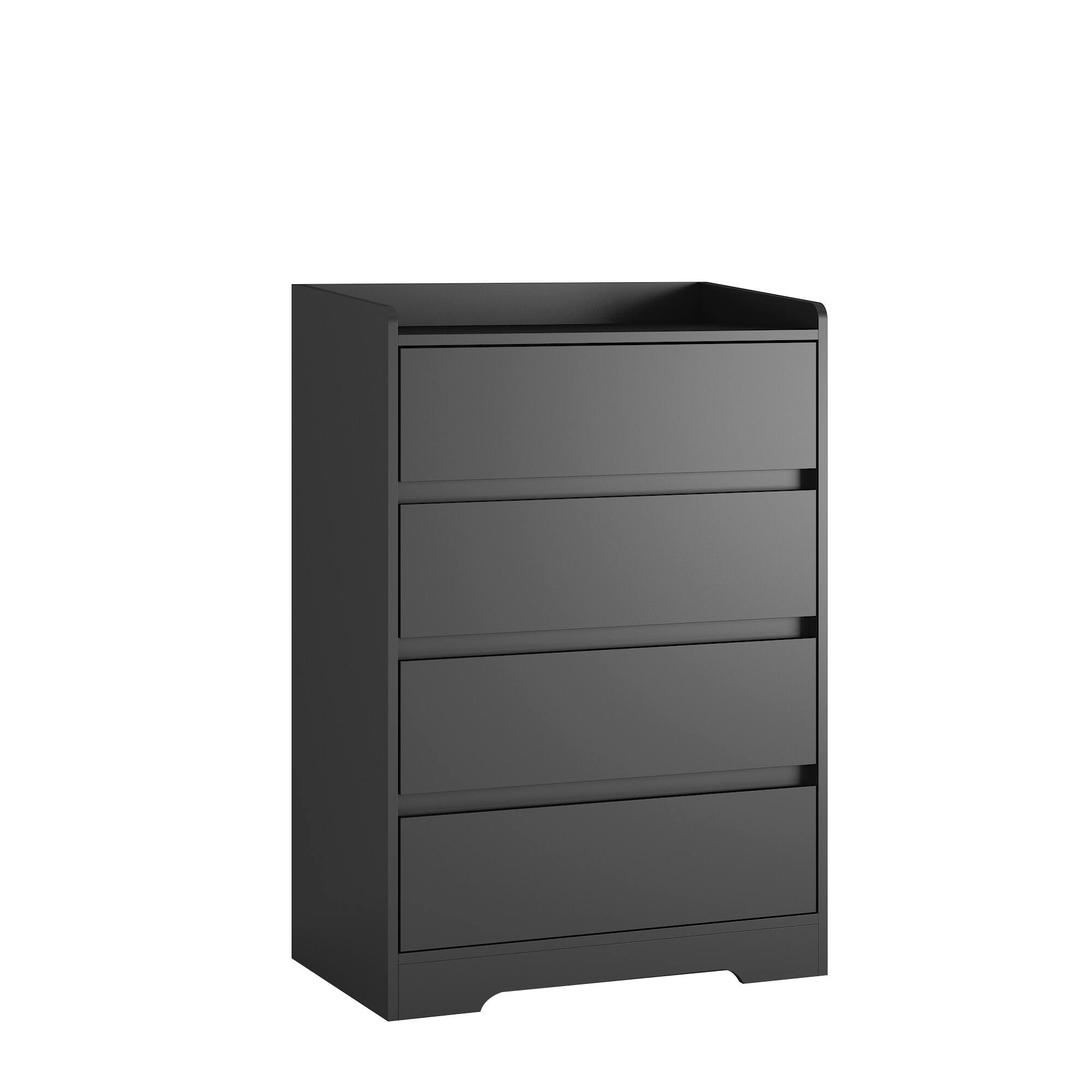 Alt View 4. Forest'nSky - Black Wood 4 drawer 25.59 in. Wide Chest of Drawers with Sturdy Frame for Living Room - Black.
