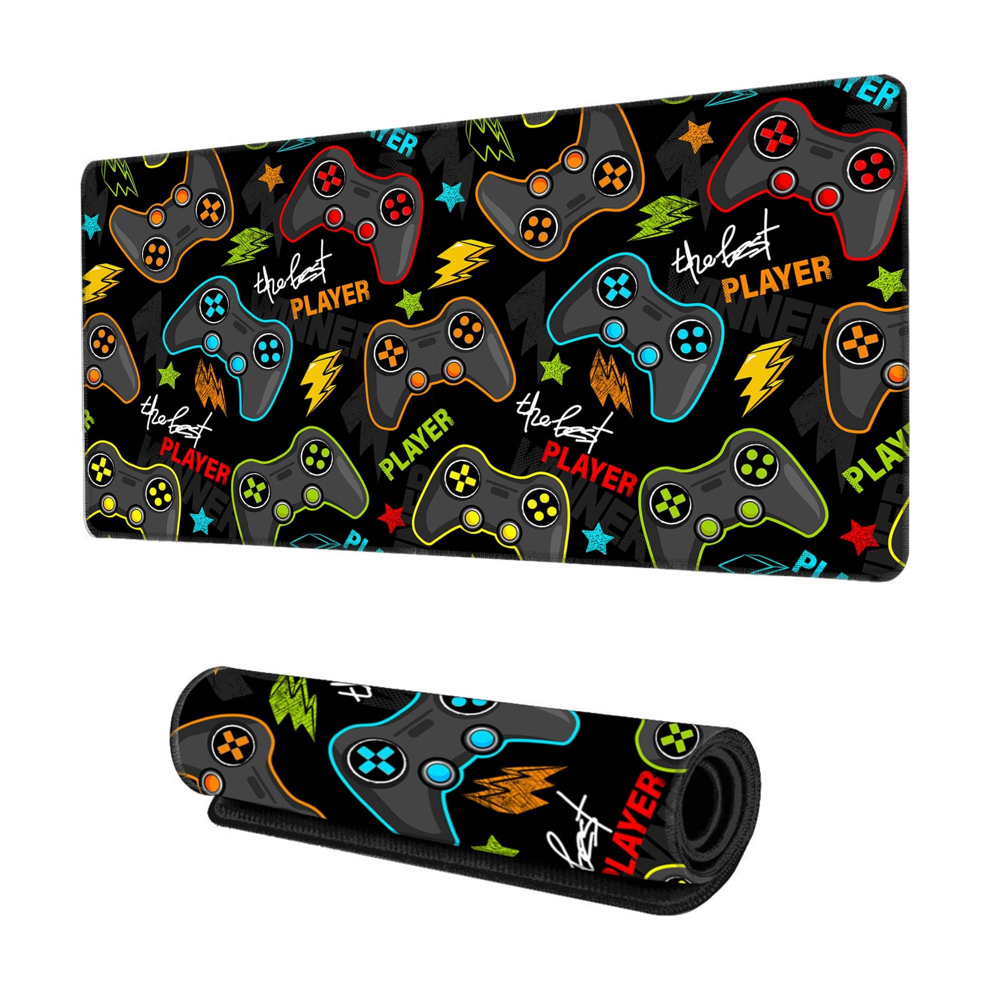 Fabibe - Desk Mat Spring Pink Rose Floral Butterfly Mouse Pad Large Gaming For Non-slip Rubber Base Mousepad 31.5x15.7 Inch Of - Game Player Joystick