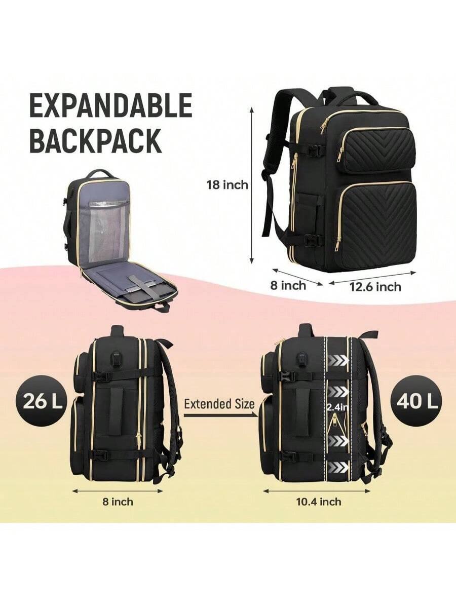 EXPANDABLE BACKPACK

18 inch  
8 inch  
12.6 inch  

26 L  
Extended Size  
8 inch  

40 L  
Extended Size  
10.4 inch  
2.4 inch