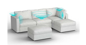 Lovesac - 5 Seats + 5 Sides Corded Velvet & Lovesoft with 6 Speaker Immersive Sound + Charge System - Sky Grey - Angle_Zoom