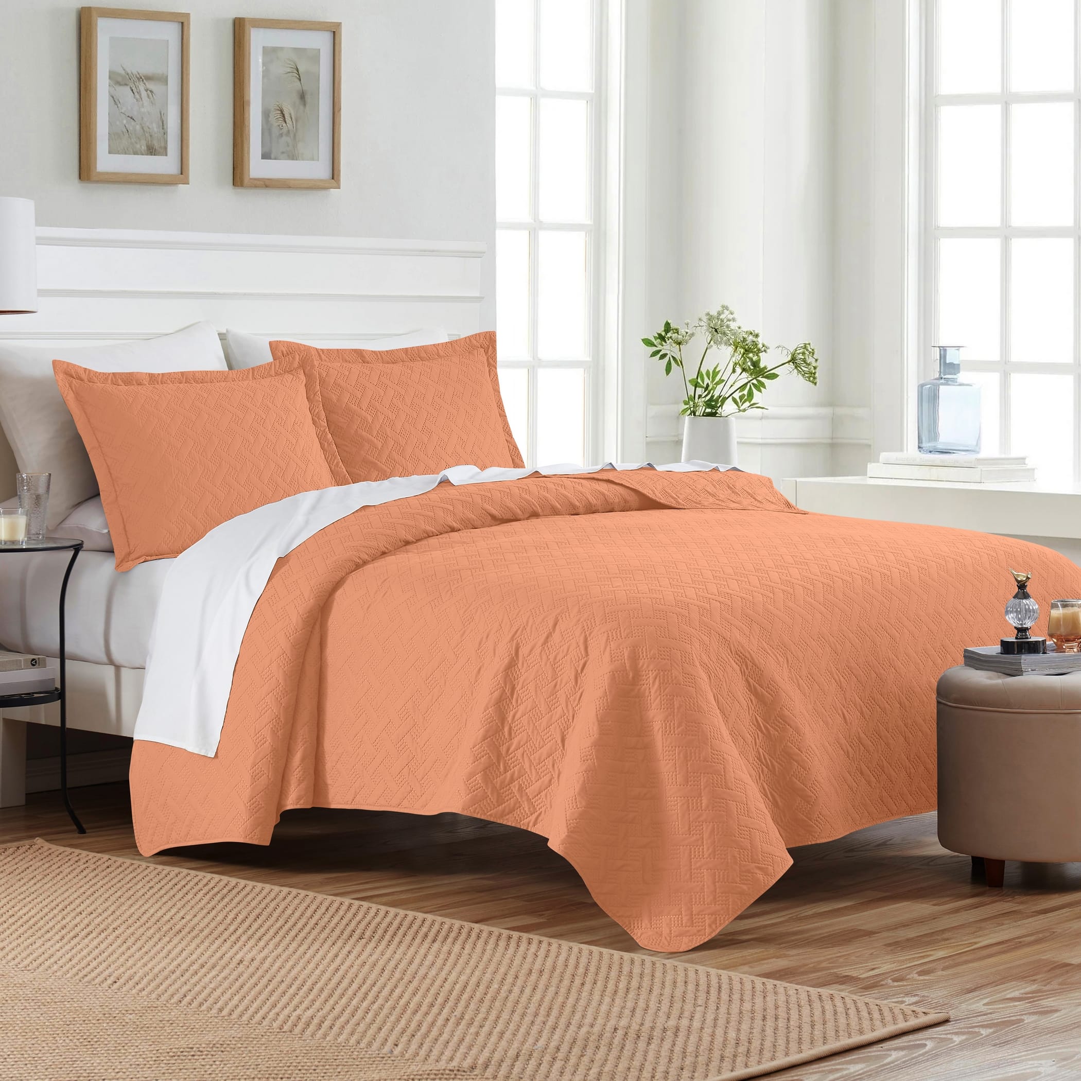 Dan River - 3 Piece Basket Pinsonic 1 quilt 2 shams - Peach Fuzz price history on PriceWatchPro