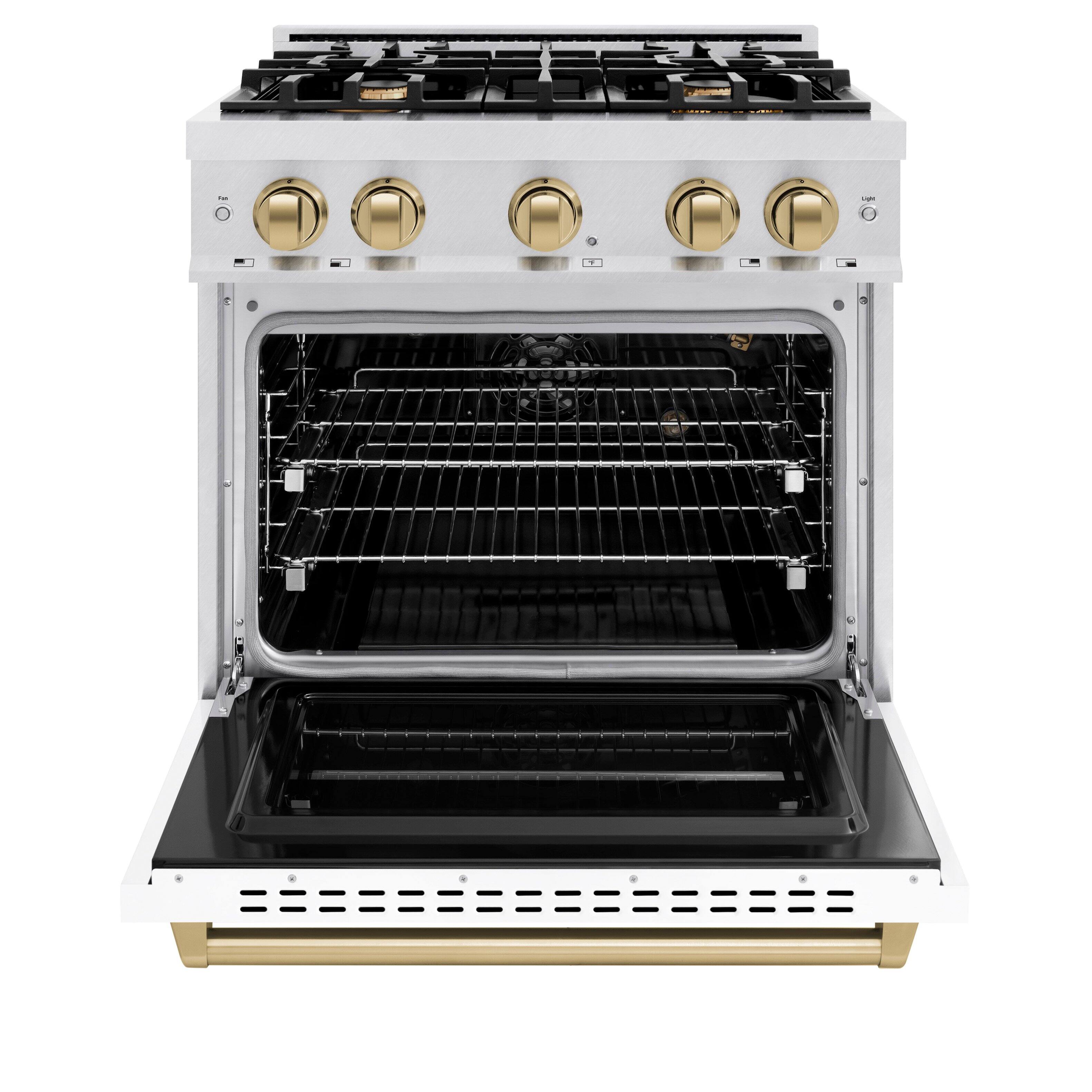 Alt View 1. ZLINE - ZLINE Autograph 30 in. Classic Satin Steel Gas Range with Bronze Accents (CGRSZ-WM-30-CB) - White Matte.