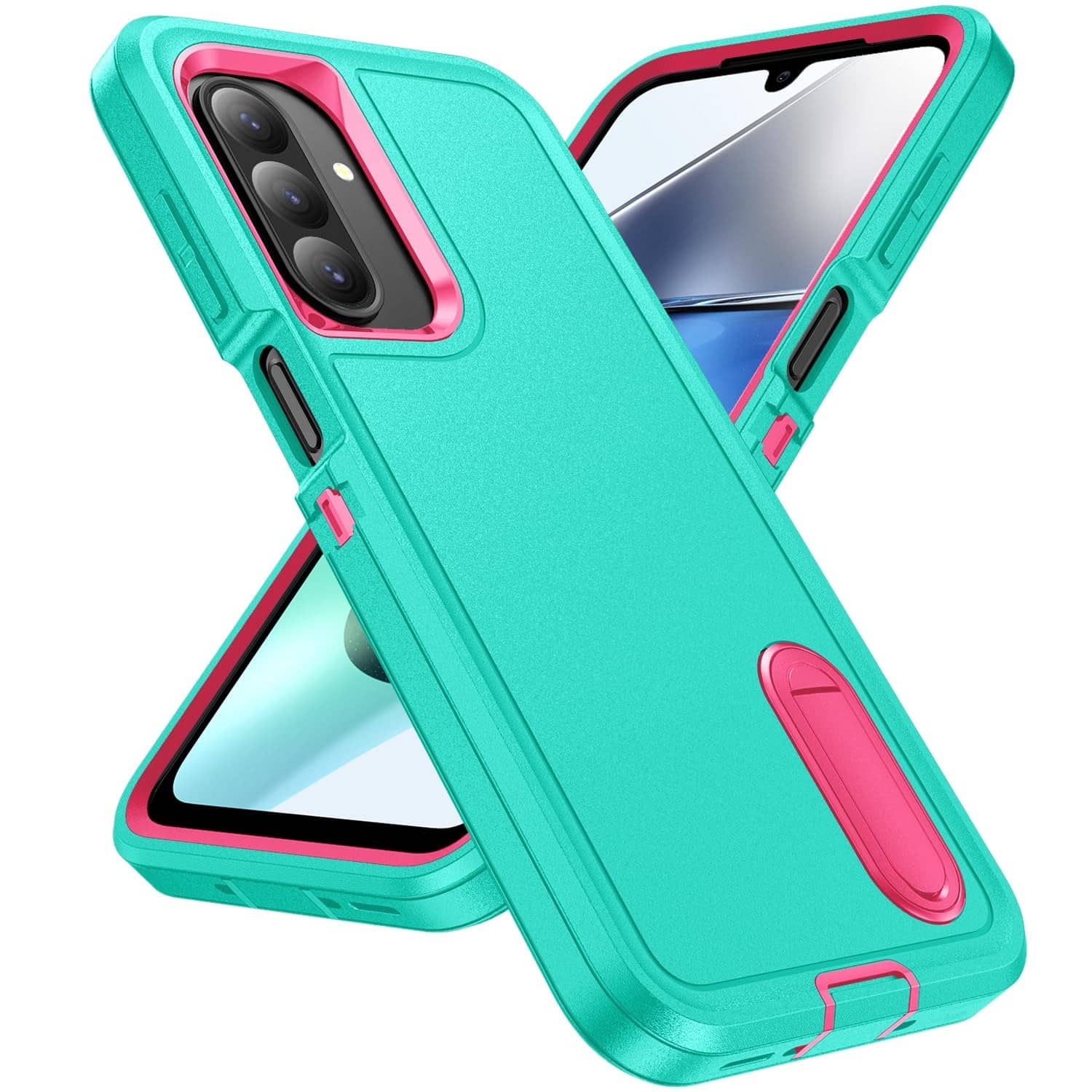 UUCOVER - Rugged Protective Case for Samsung Galaxy A26 5G with Built in Kickstand, Shockproof Drop-Proof Dual Layer Armor Cover - Cyan+Rose-red price history on PriceWatchPro