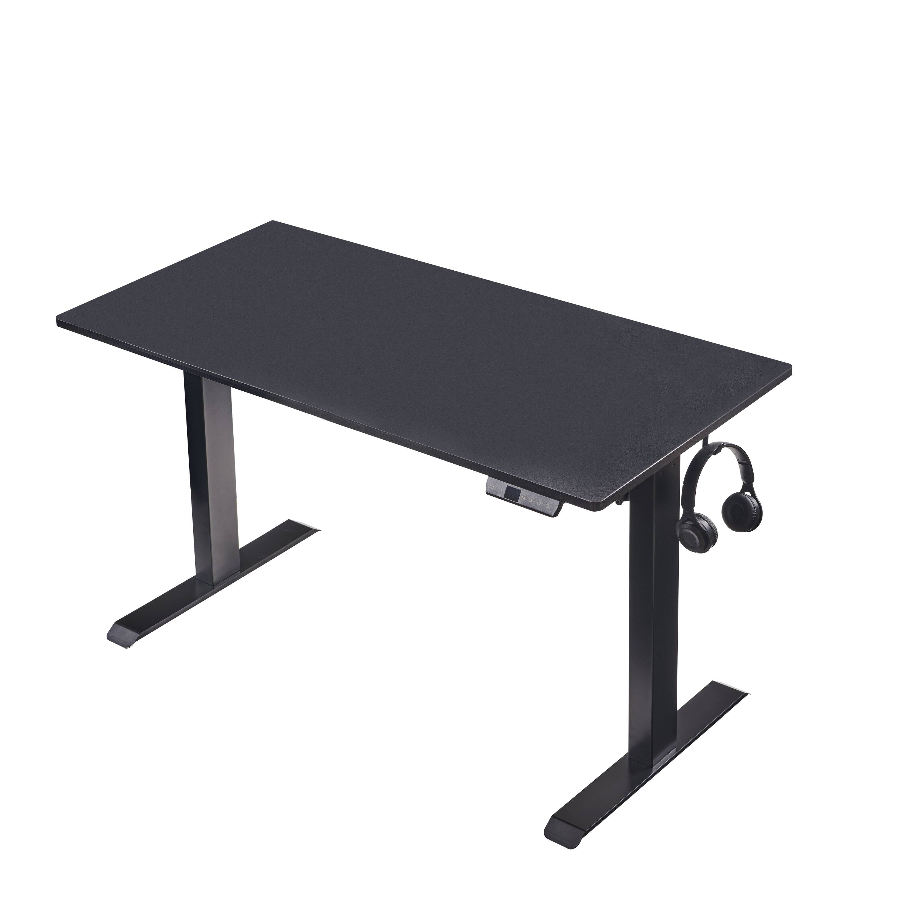 Left. GOODSILO - Adjustable Height Electric Standing Desk - 48x24 Inch Sit Stand Home Office Desk - Antique Black.
