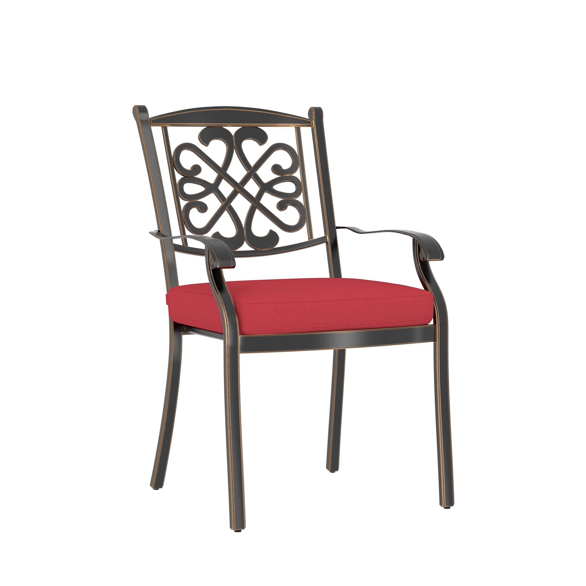 Left. Mondawe - 4-Piece Cast Alu Dining Chairs - Black+Red.