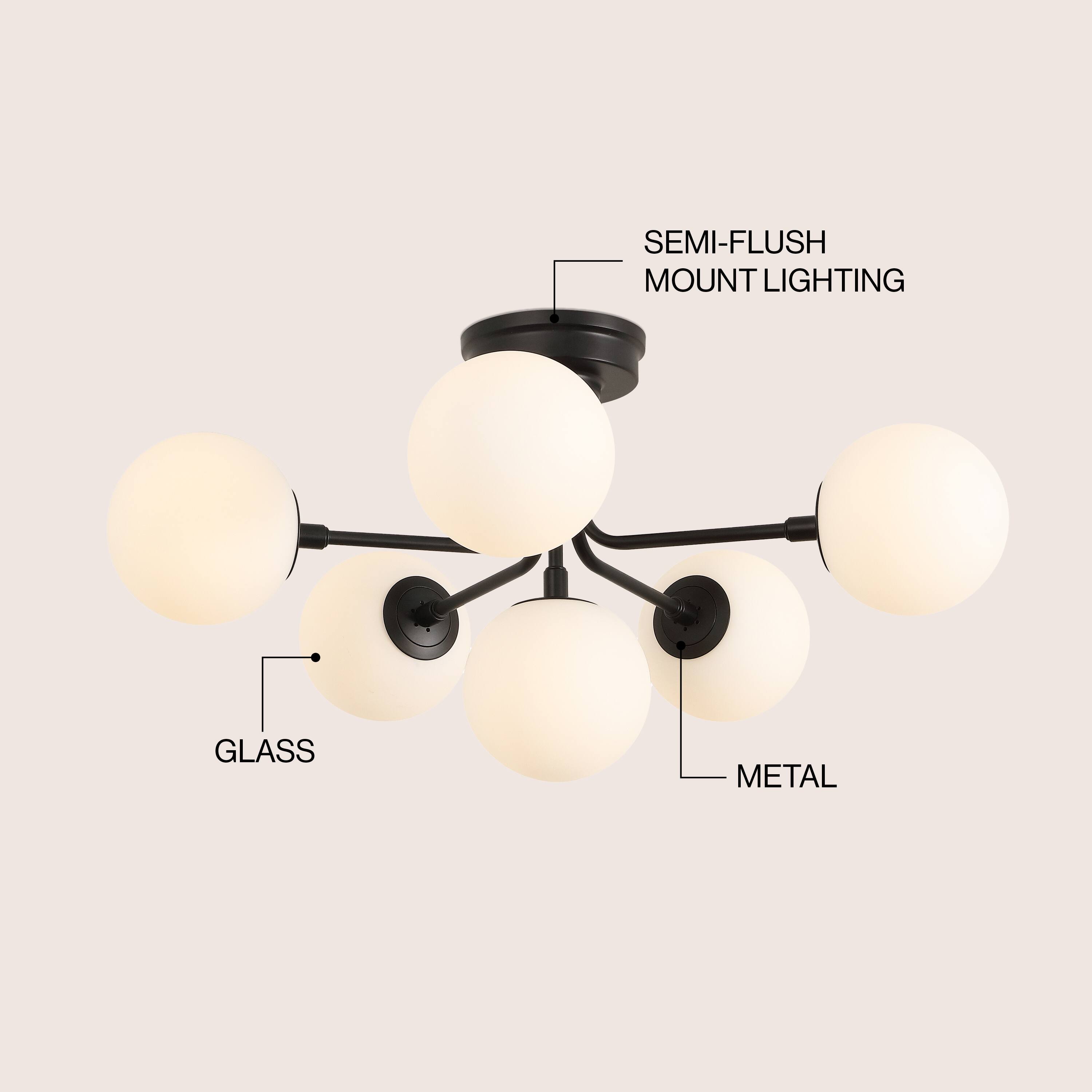 SEMI-FLUSH MOUNT LIGHTING  
GLASS  
METAL