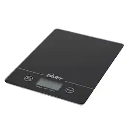 Oster - Gridley Square Tempered Glass Digital Kitchen Scale - Black