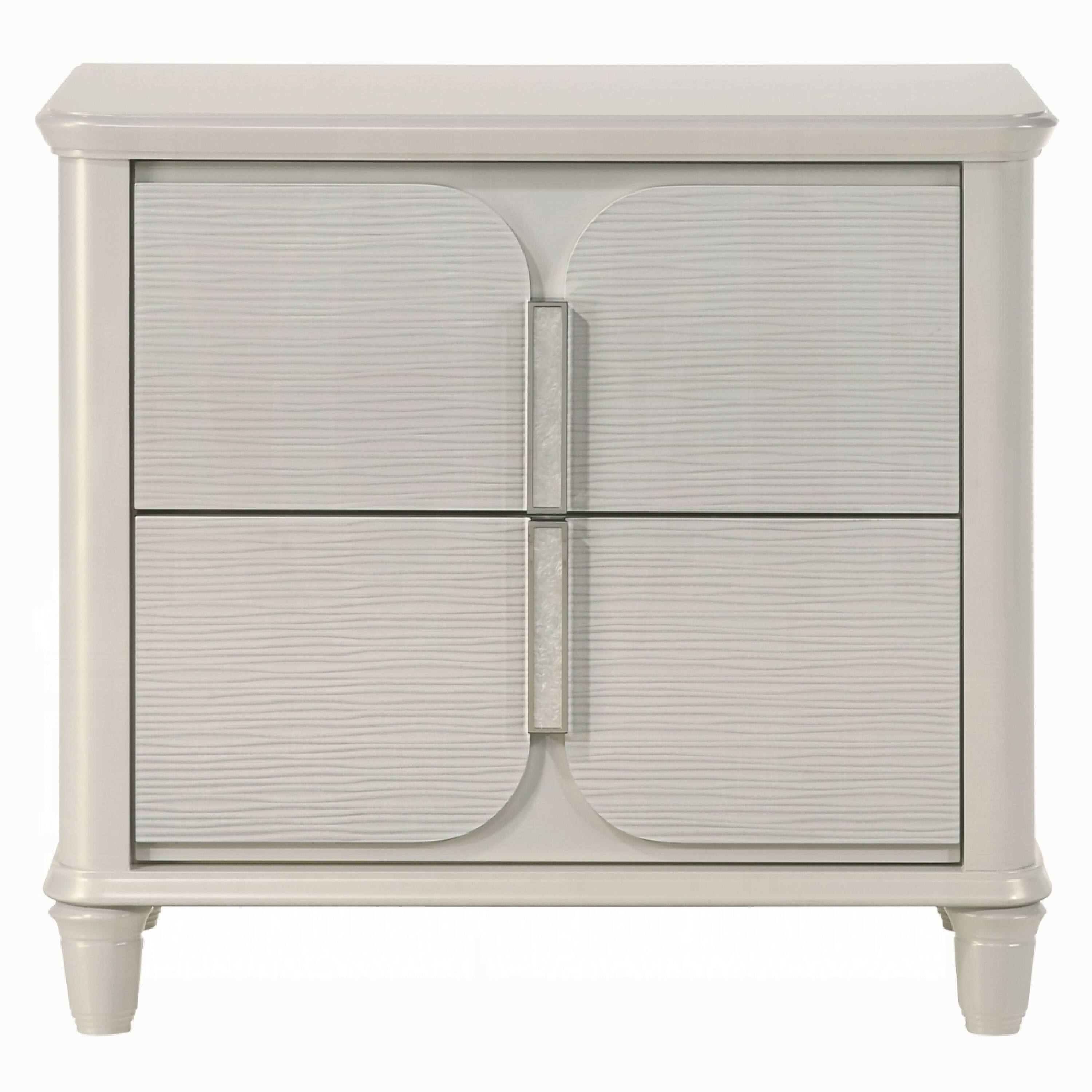 Alt View 1. Manhattan Lane - Veda Nightstand, 2 Modern Drawers, 30 Inch - Pearl White.