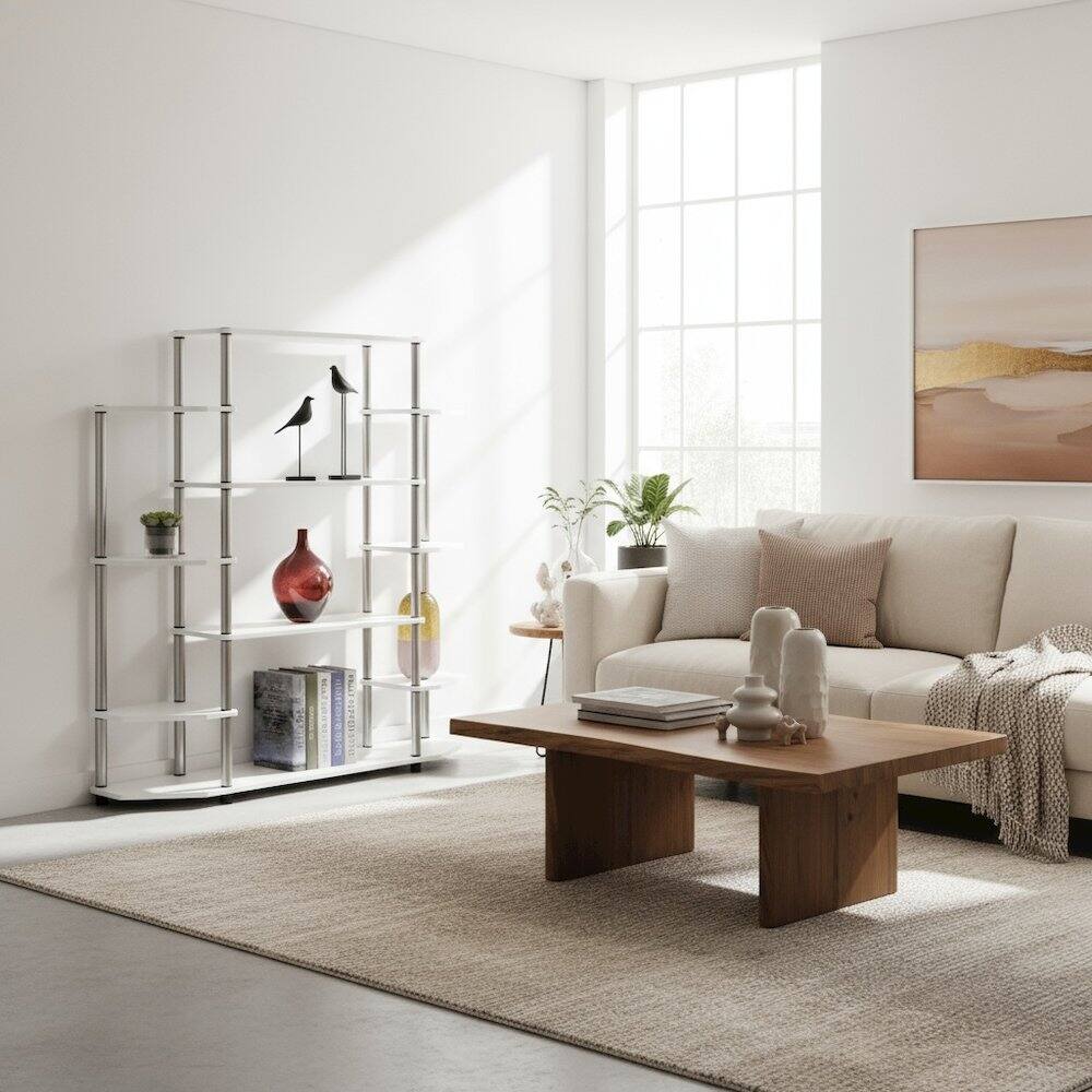 Back. FurniFact - Wall Unit Bookshelf with 10 Tiers - White.