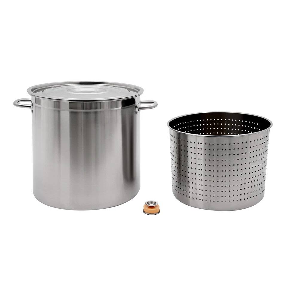 Alt View 6. Home Collection - 55 Qt Stainless Steel Seafood Boil Pot with Basket and Lid - Silver.