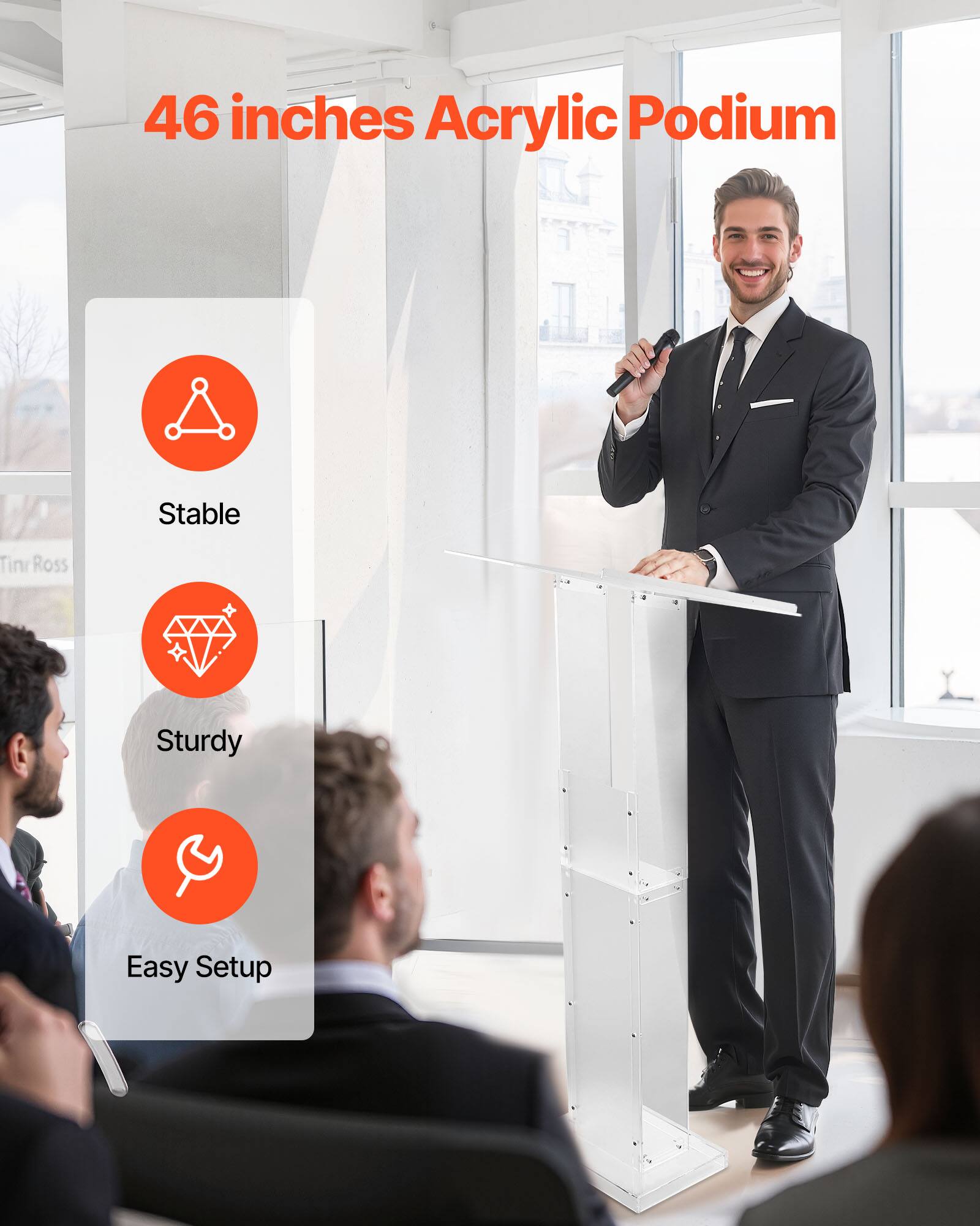 46 inches Acrylic Podium

- Stable
- Sturdy
- Easy Setup