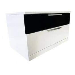 Tiramisubest - White and Black Lacquer 2-Drawer Bedside Table - White|Black