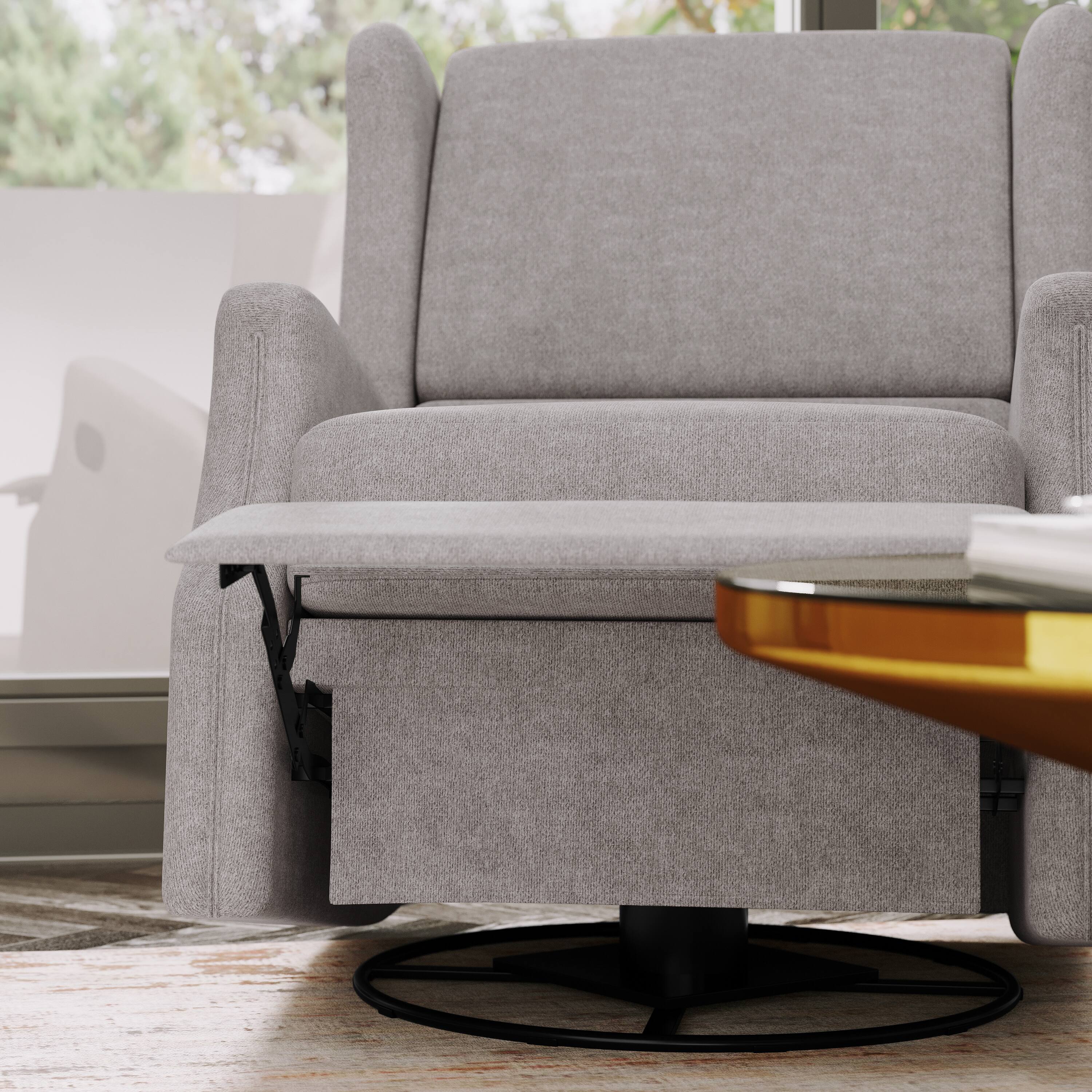 Alt View 4. Emma + Oliver - Wingback Manual Rocking Glider Recliner Chair with 360° Swivel - Light Gray.