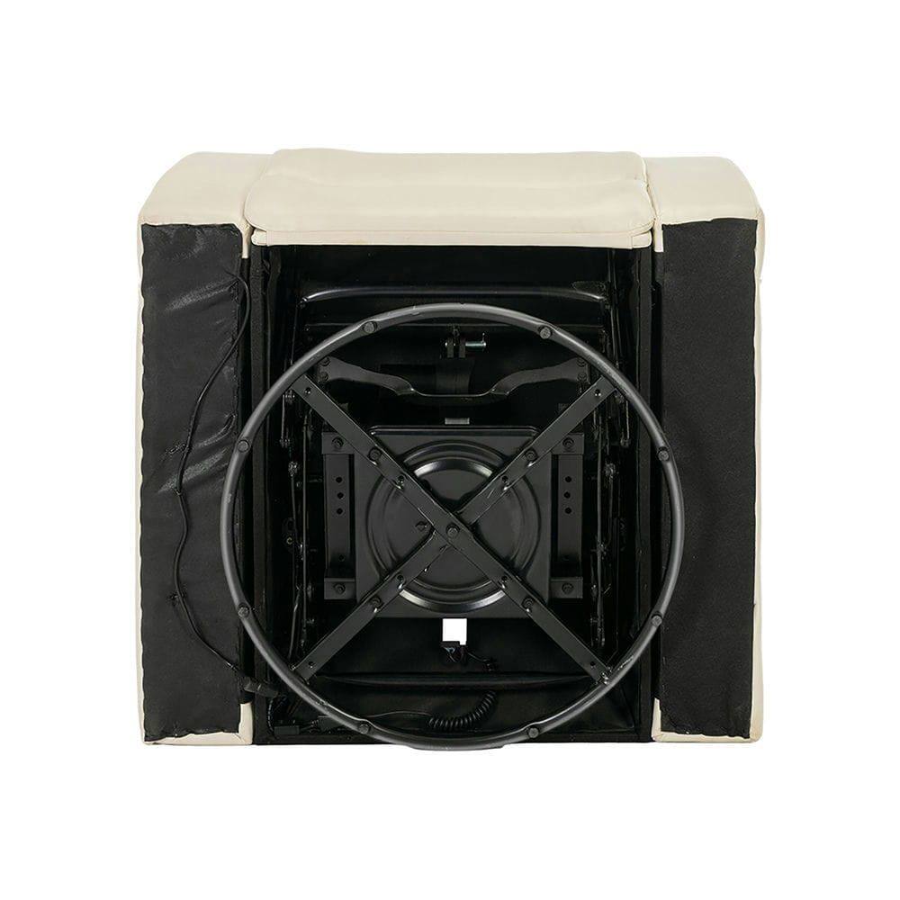 Alt View 7. Kadyn - 270° Swivel PU Leather Power Home Theater Recliner with Tray Table, Phone Holder, Cup Holder, USB Port & Arm Storage - White.