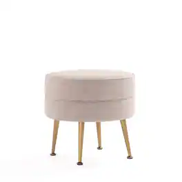 Manhattan Comfort - Bailey Mid-Century Modern Upholstered Accent Ottoman - Wheat