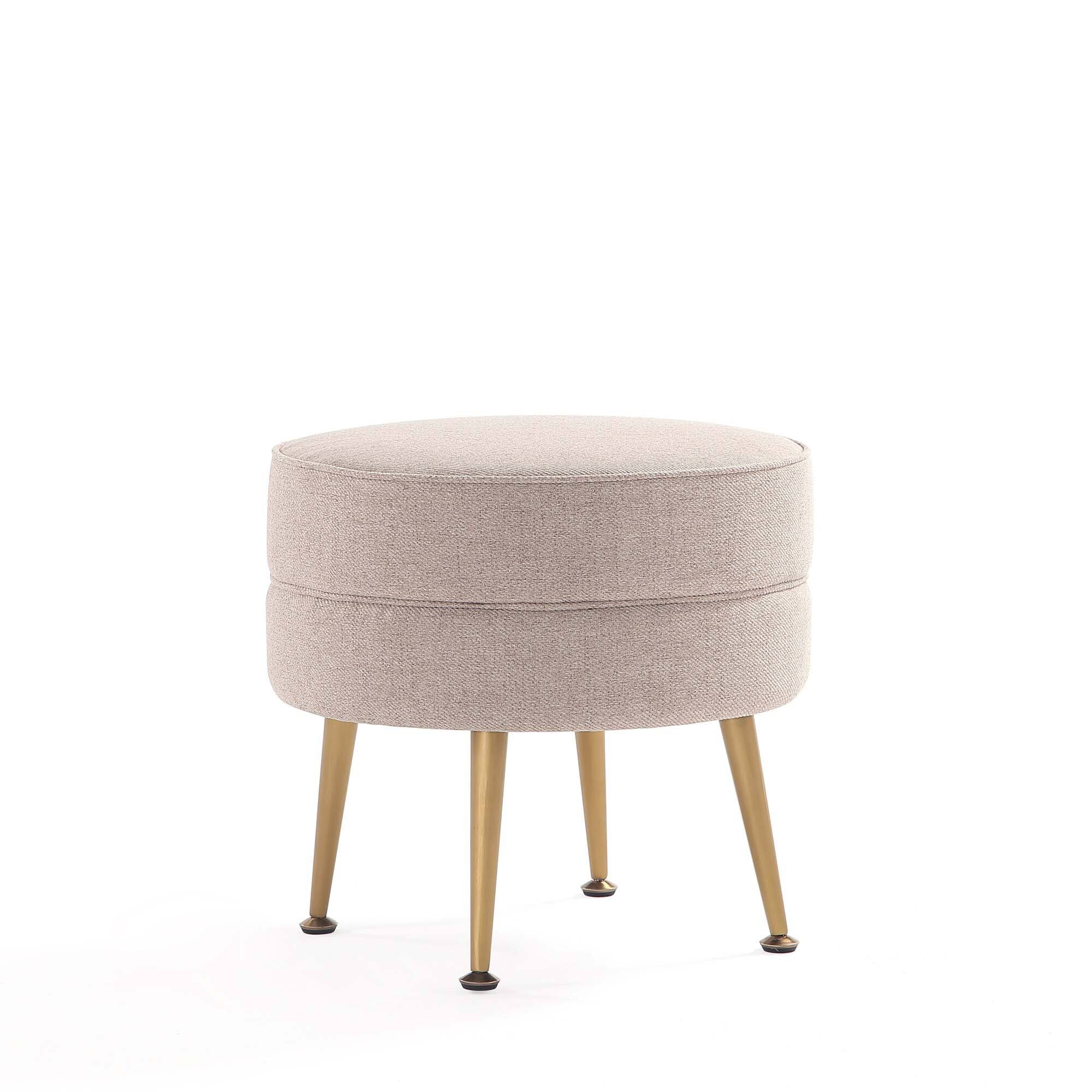 Manhattan Comfort - Bailey Mid-Century Modern Upholstered Accent Ottoman - Wheat