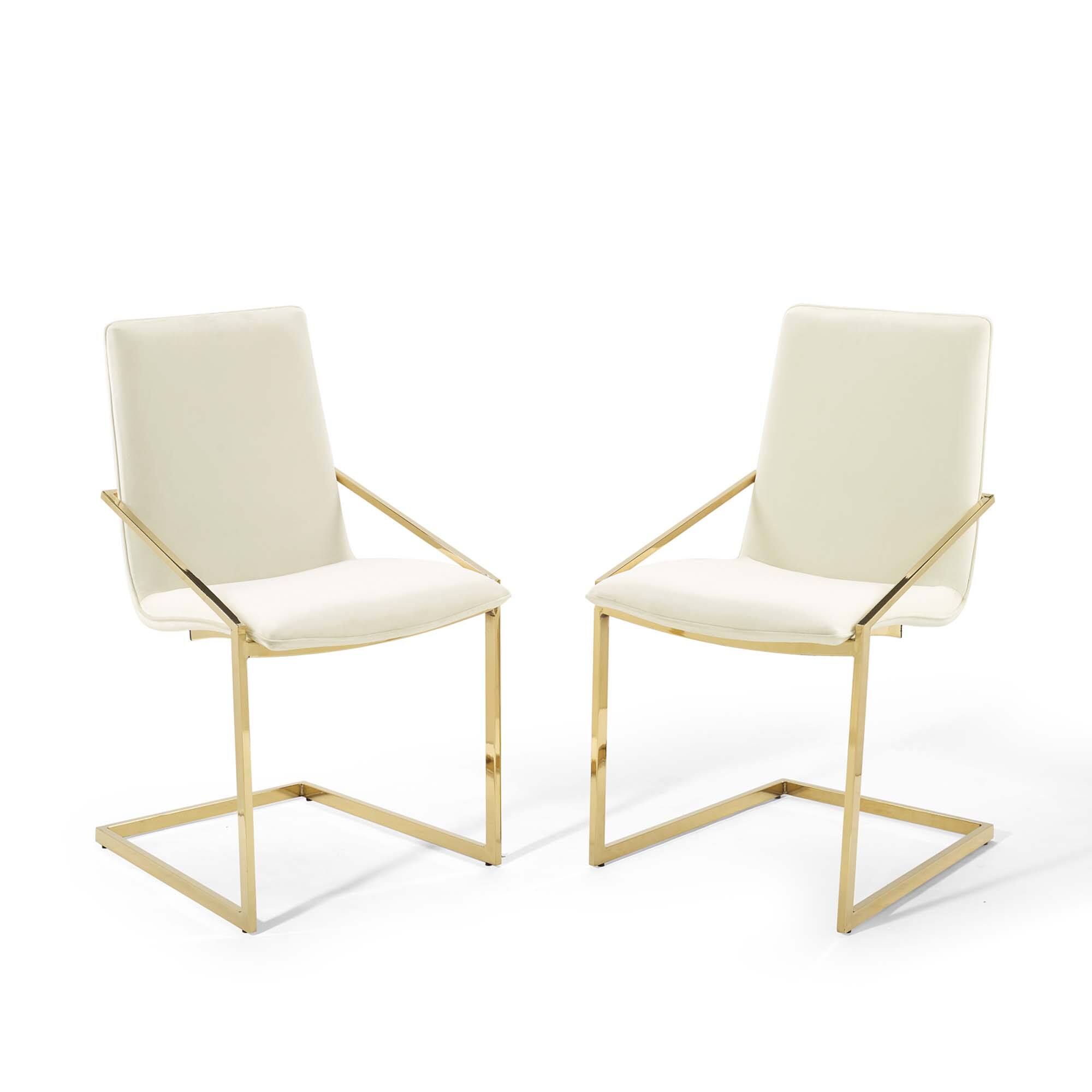 Angle. Modway - Pitch Performance Velvet Dining Armchair Set of 2 by Modway - Gold Ivory.