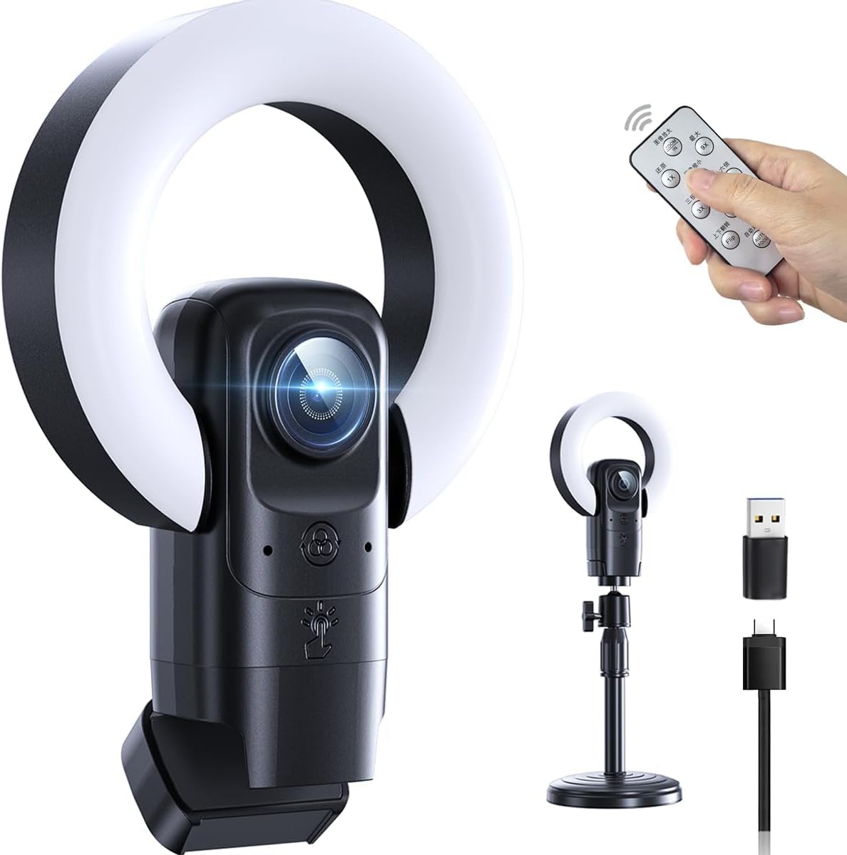 HM 1810 4k Webcam With Light Streaming Camera Microphone Plug And Play ...
