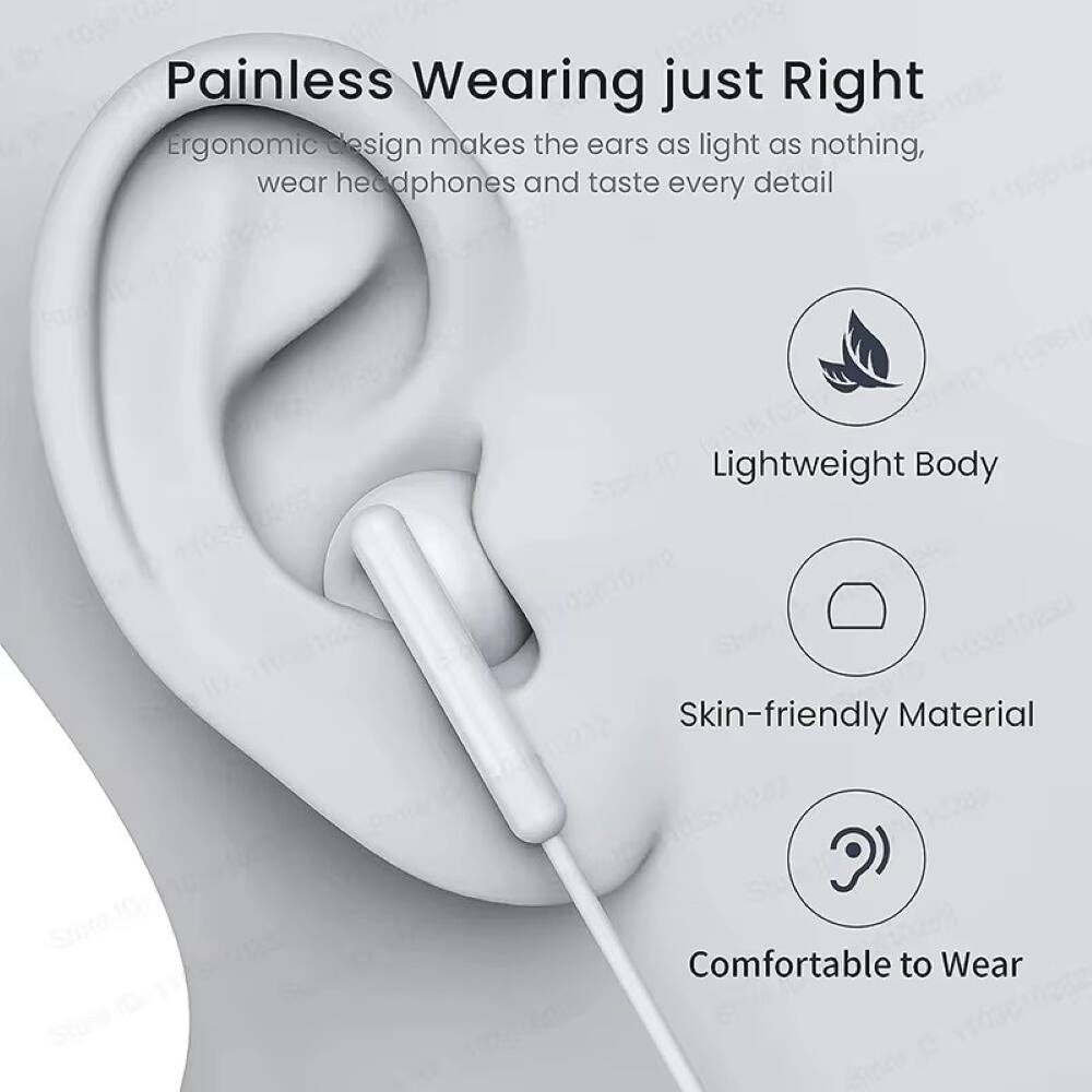 Painless Wearing just Right  
Ergonomic design makes the ears as light as nothing, wear headphones and taste every detail  

Lightweight Body  
Skin-friendly Material  
Comfortable to Wear