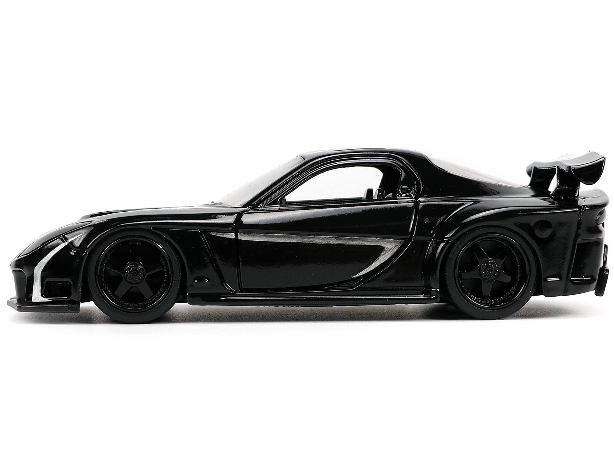 Alt View 3. Jada - 1995 Mazda RX-7 RHD Black & Black Panther Figure "The Avengers" "Hollywood Rides" Series 1/32 Model Car by Jada.