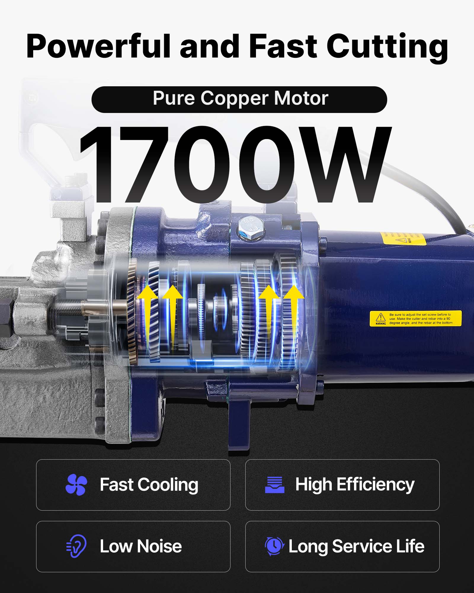 Powerful and Fast Cutting  
Pure Copper Motor  
1700W  

Fast Cooling  
High Efficiency  
Low Noise  
Long Service Life