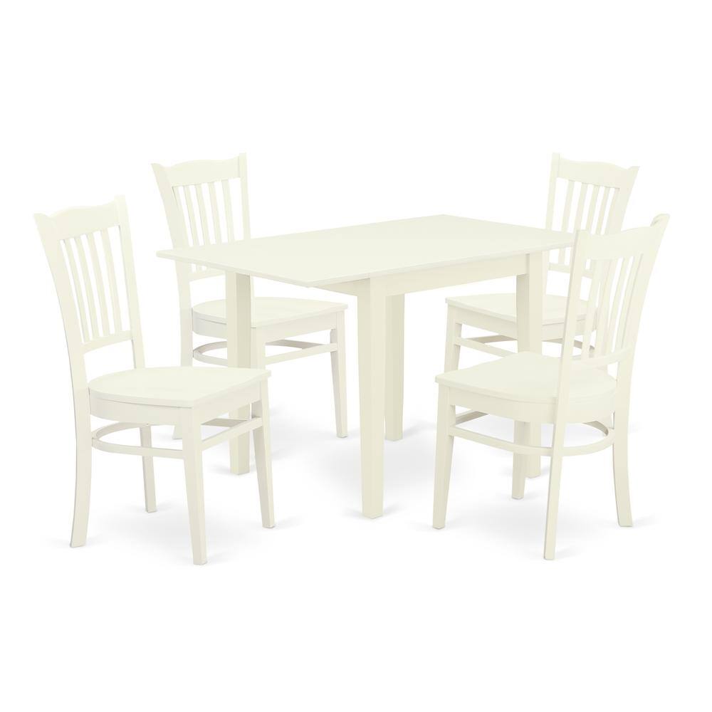 Left. East West Furniture - Dining Room Set Linen White - Brown.